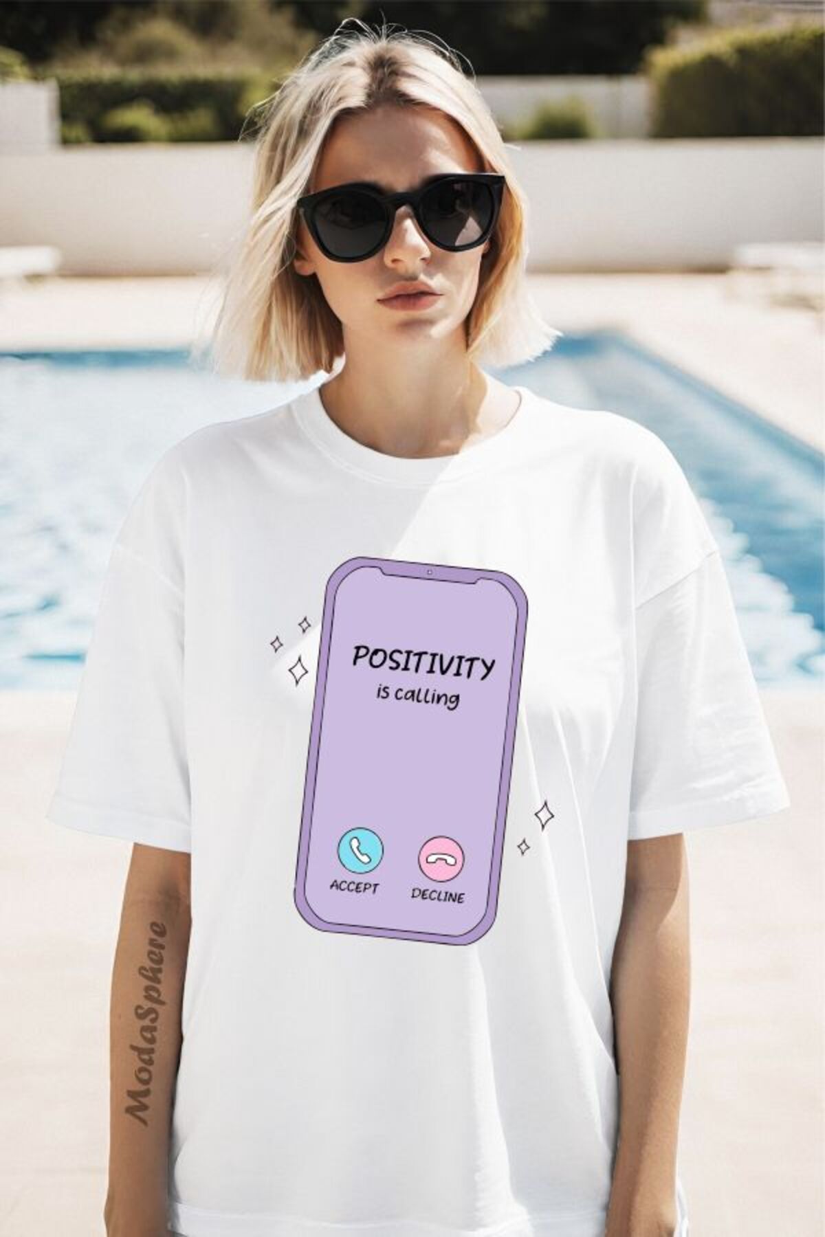 ModaSphere Phone Baskılı Unisex Oversize Tişört