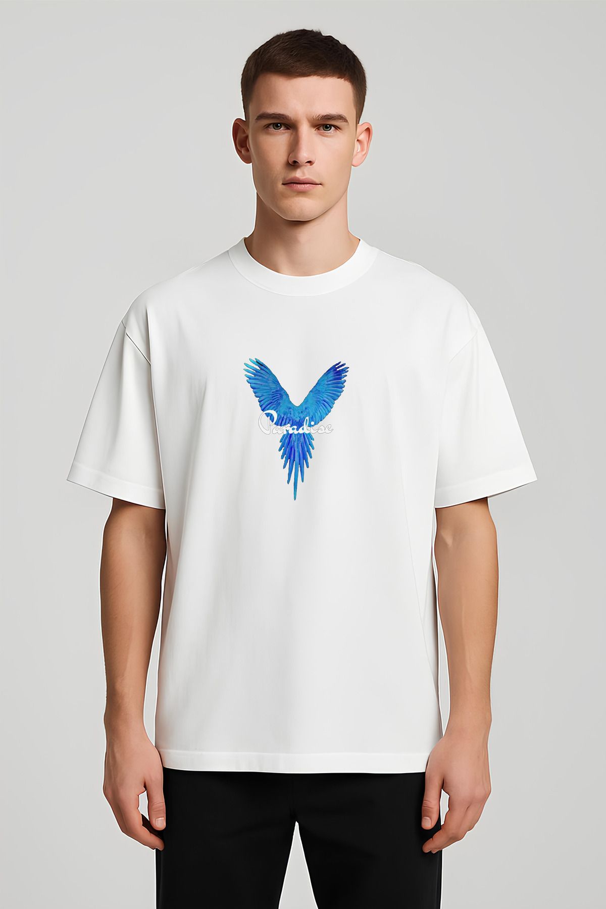 MODA Unisex Oversize Kalıp Paradise Baskılı T-Shirt