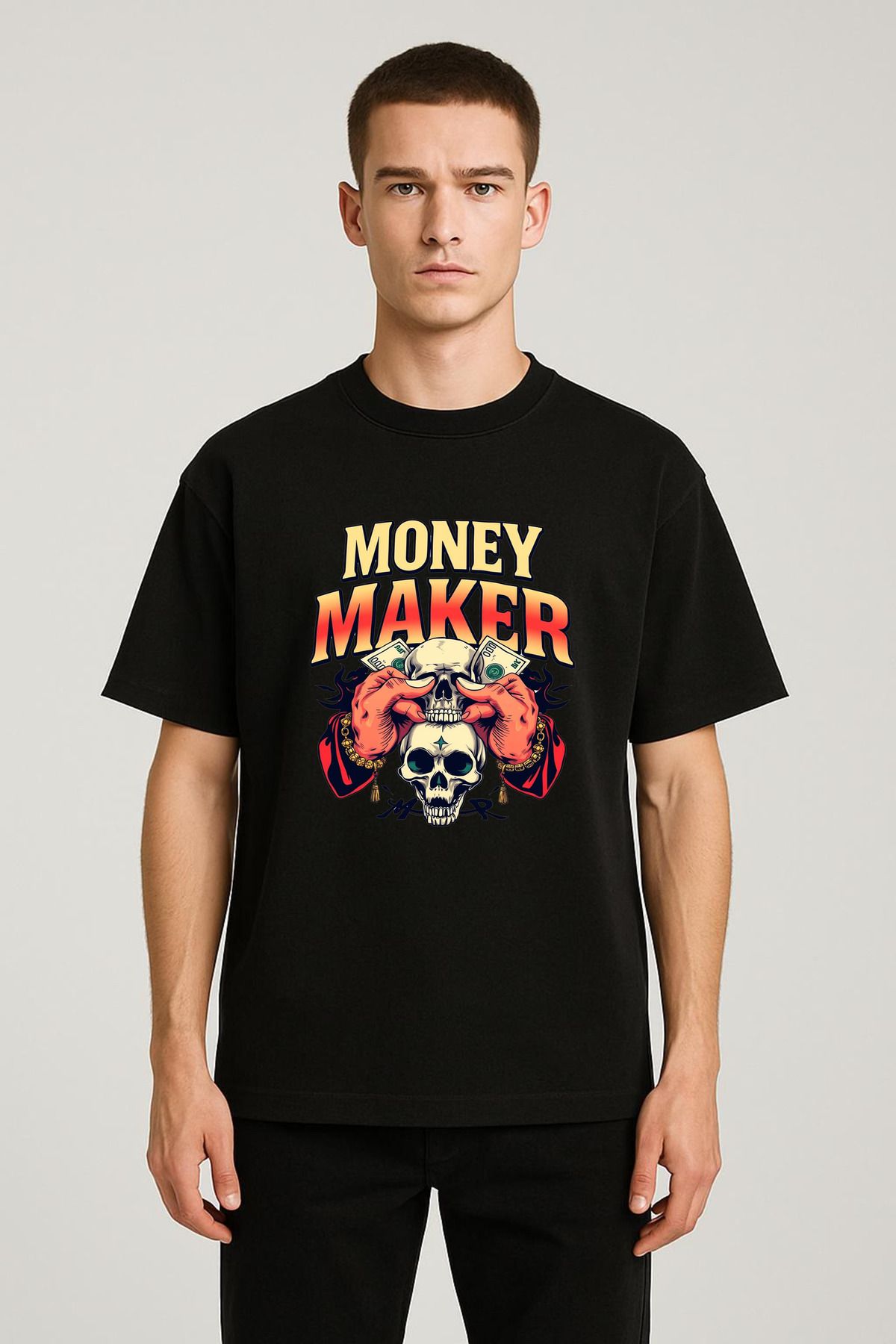 MODA Unisex Oversize Kalıp Money Maker Baskılı T-Shirt