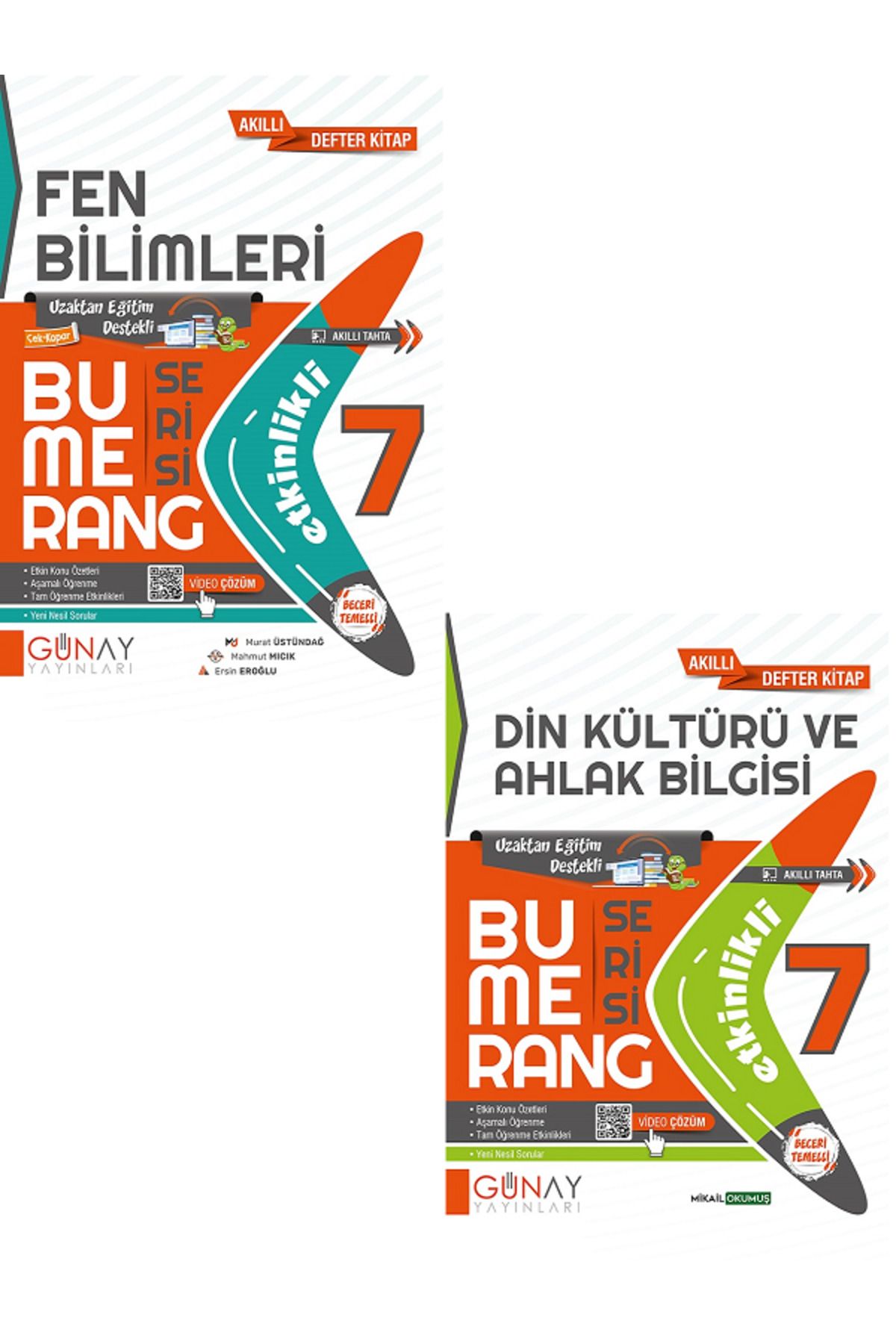 Evrensel İletişim Yayınları 7.Sınıf Günay Bumerang Fen Bilimleri + Din Kültürü Akıllı Defter Kitap / Uzaktan Eğitim / 2 KİTAP