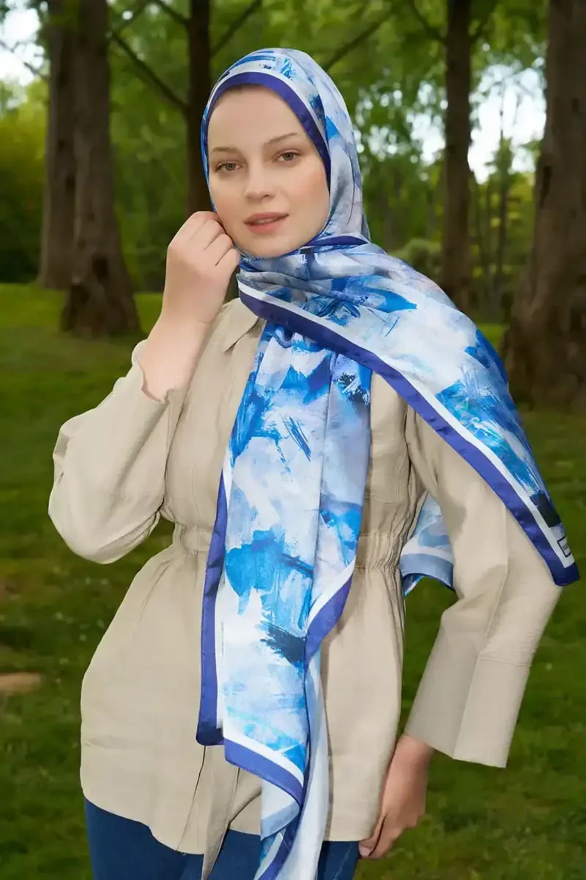 Madame Polo Crystal Flower Desen Şal - Saks