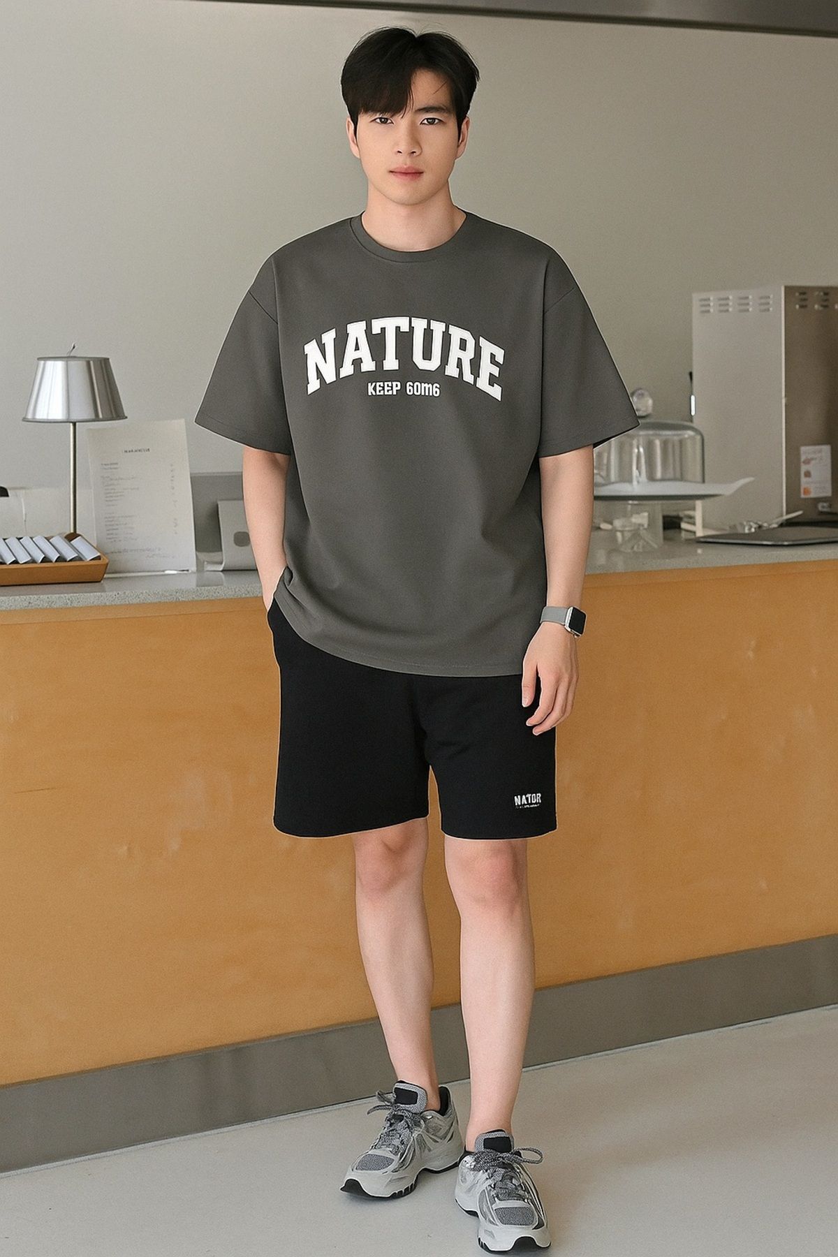 GENIUS STORE-Ανδρικό T-shirt Μπλουζάκι με στάμπα Oversize Βαμβακερό T-shirt Nature-oversize 3