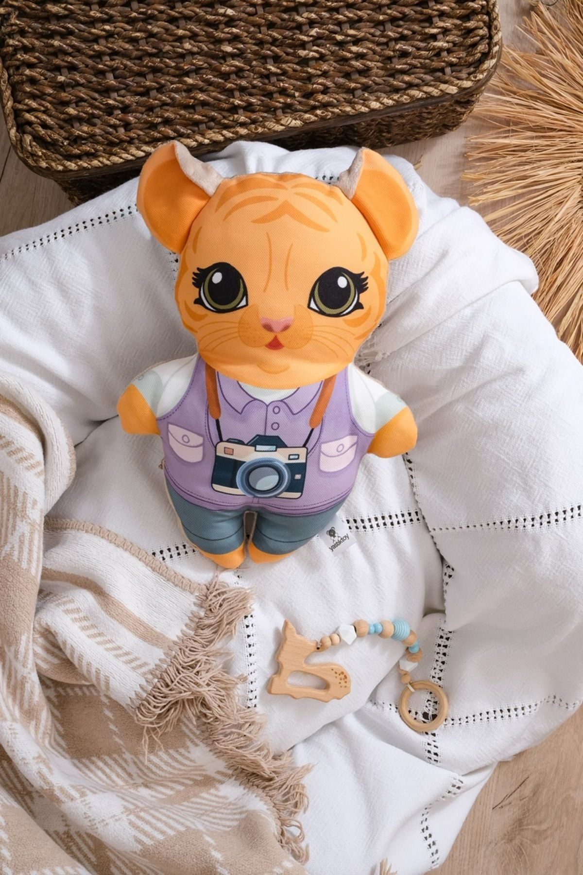 yastıktoy handmade toys estd 2022 Yastıktoy El Yapımı Peluş Hayvan Yastık Oyuncak - KAPLAN | 35 cm | Uyku Arkadaşı