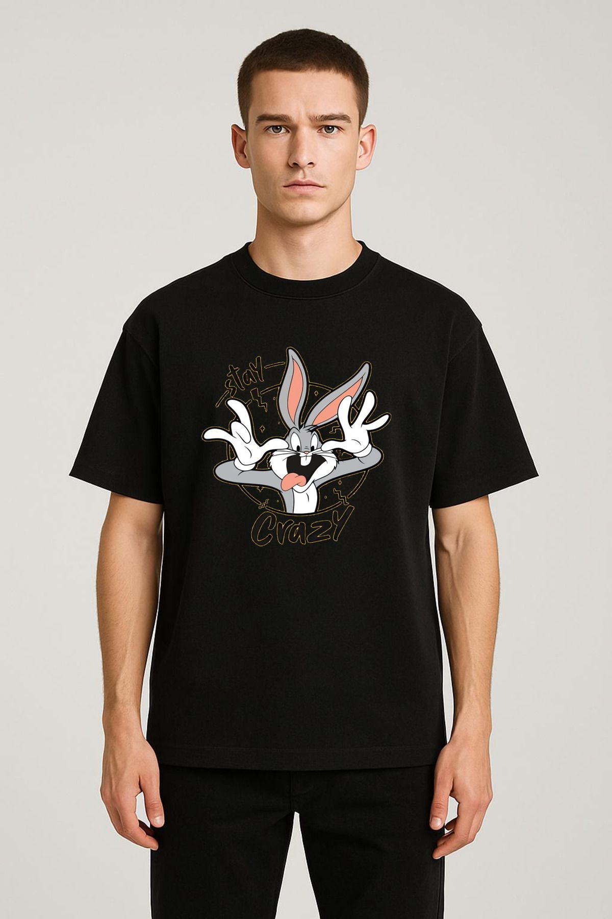 MODA Unisex Oversize Kalıp Crazy Baskılı T-Shirt