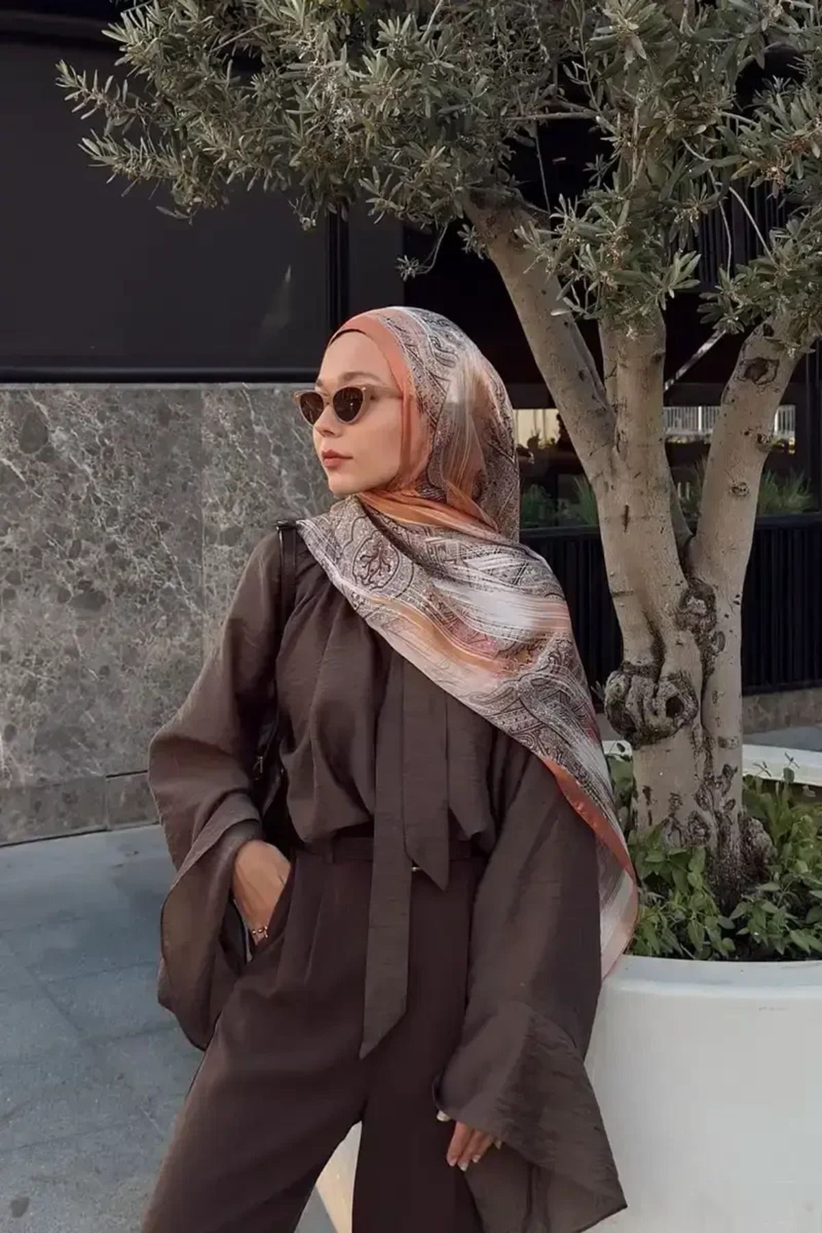 Madame Polo Ahsen Alemdar Crystal Hola Desen Şal - Turuncu
