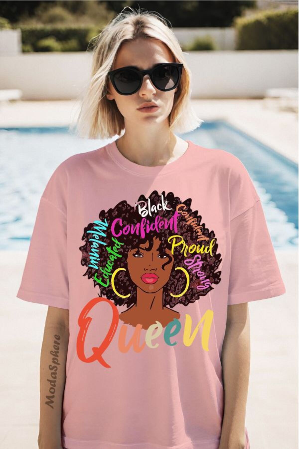 ModaSphere Queen Baskılı Unisex Oversize Tişört