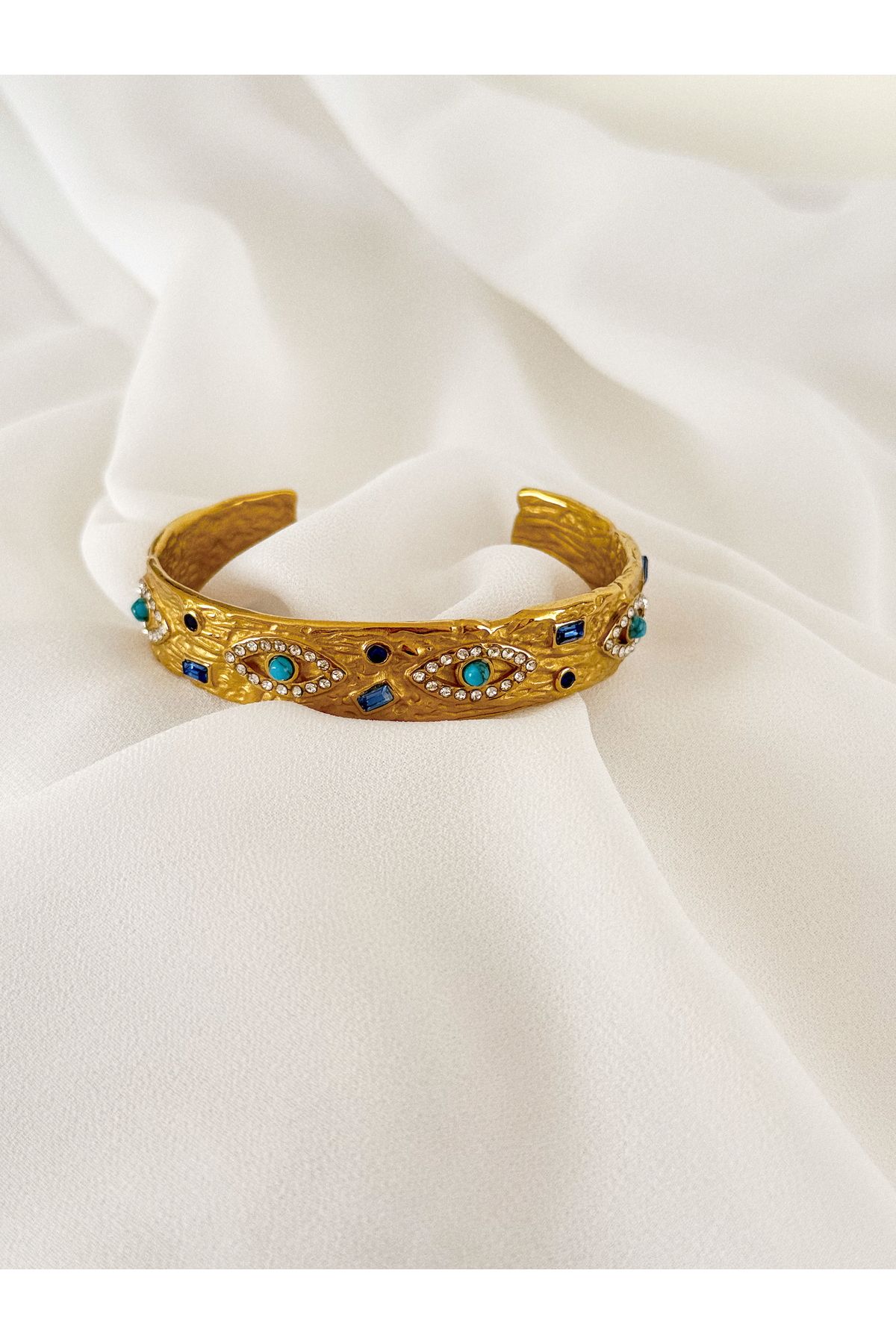 DURUATELİER Göz Model Mavi Vintage Kelepçe
