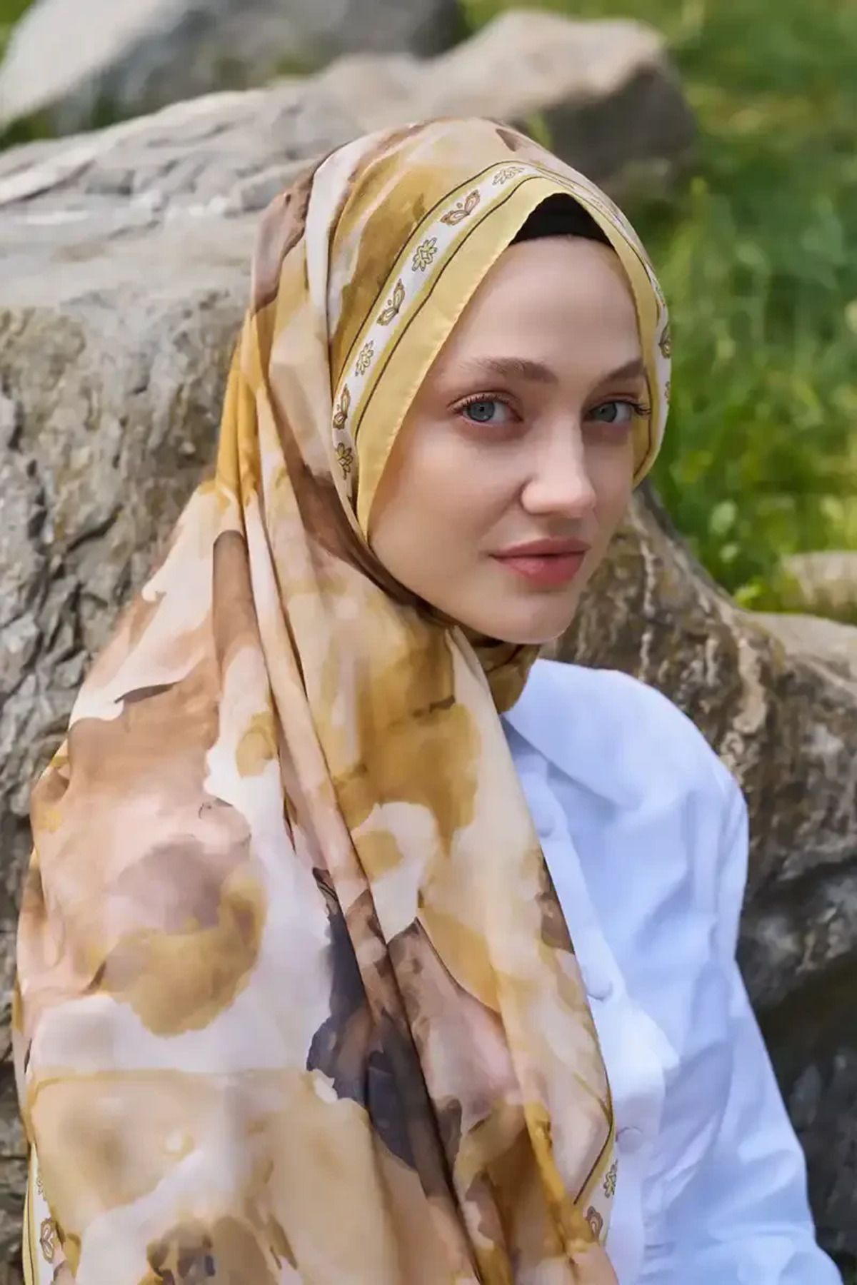 Madame Polo Prestige Helia Desen Şal - Sarı
