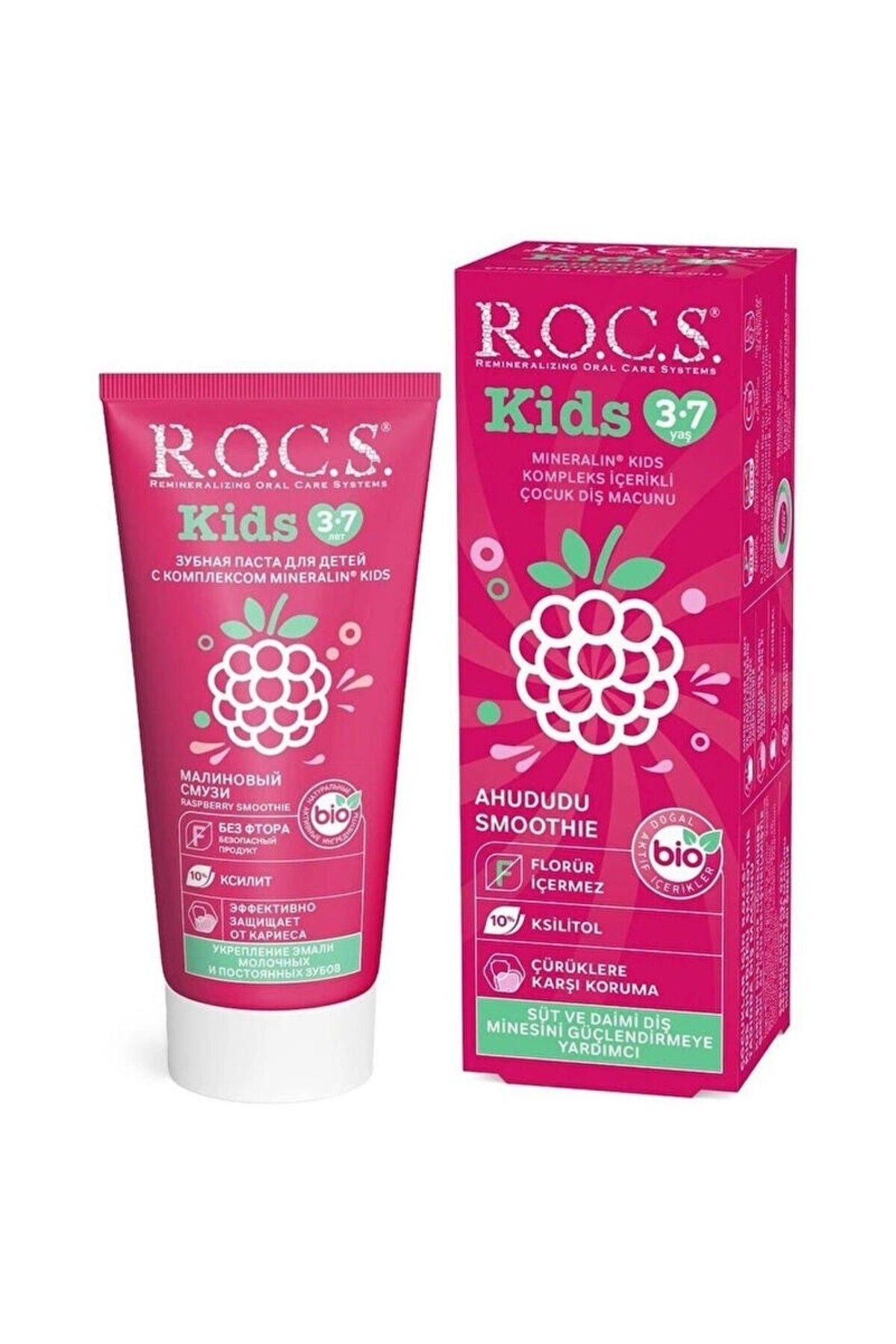 ROCS DİŞ Junior Ahududu Smoothie 3-7 Yaş Florürsüz Diş Macunu 45 ml