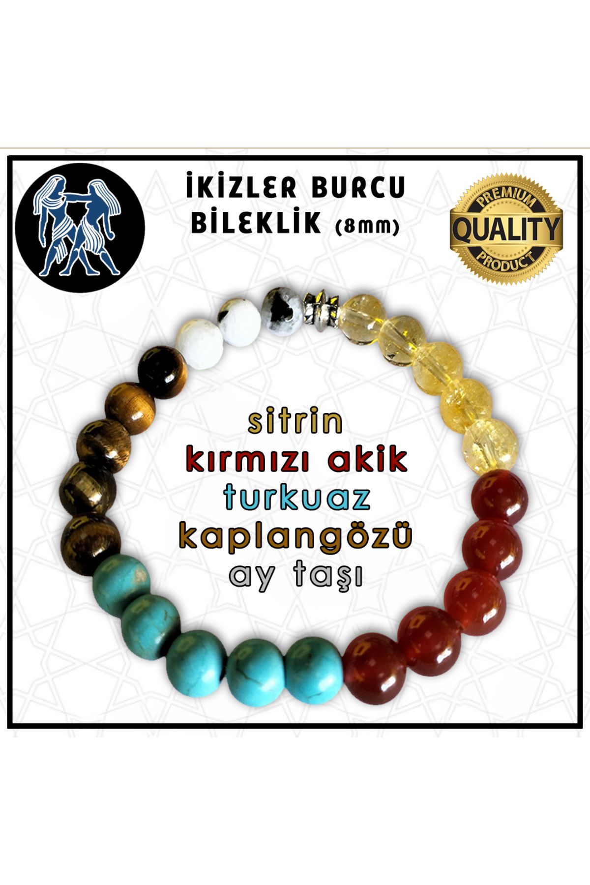 Mabeyn İKİZLER BURCU BİLEKLİĞİ - 8 MM