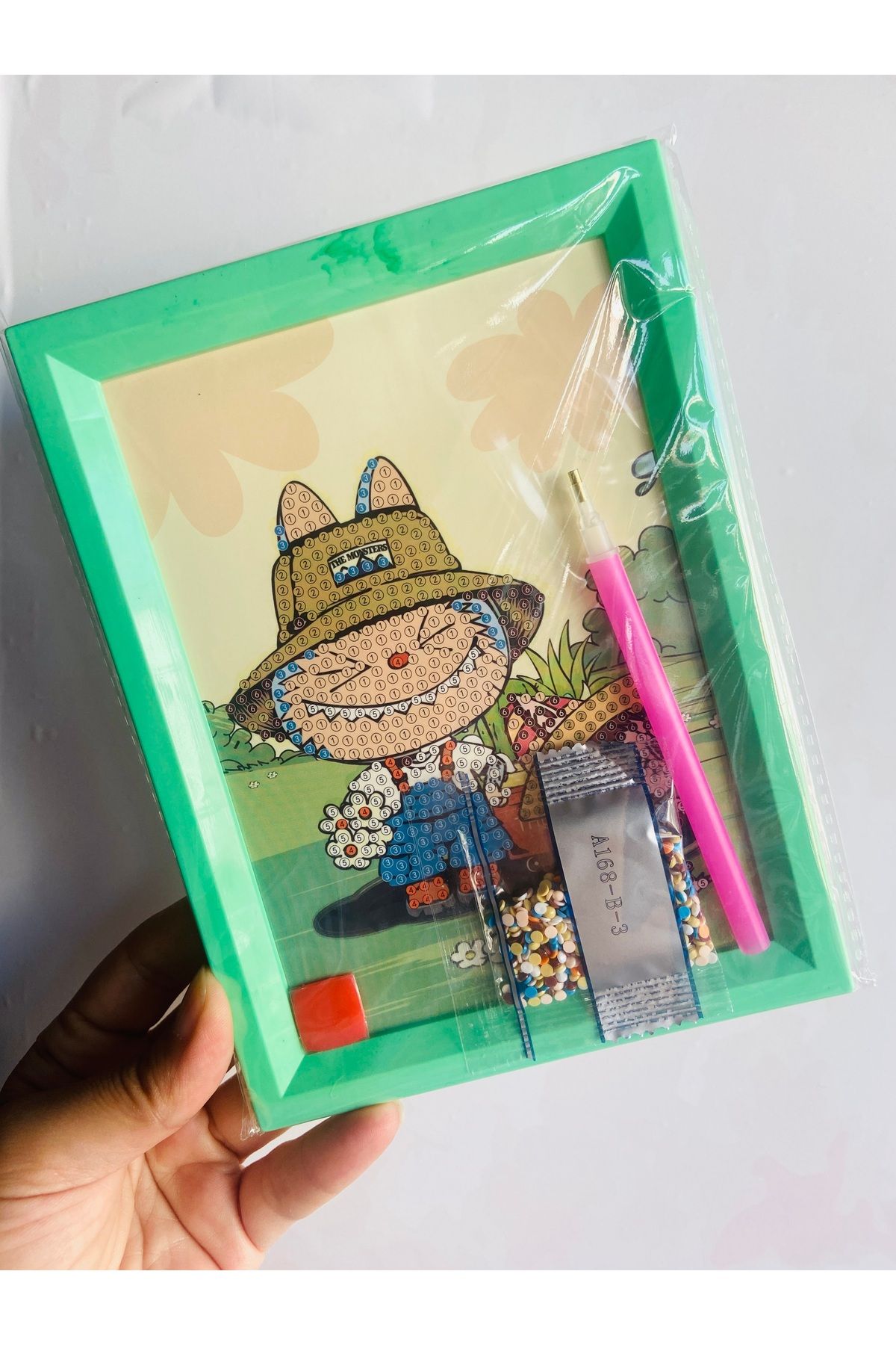 synshop Labubu Elmas Mozaik Kendin Yap Dıy Boyama Seti Boncuklu Taşlı Tablo (Çerçeveli) Sanat Kit Taşlama