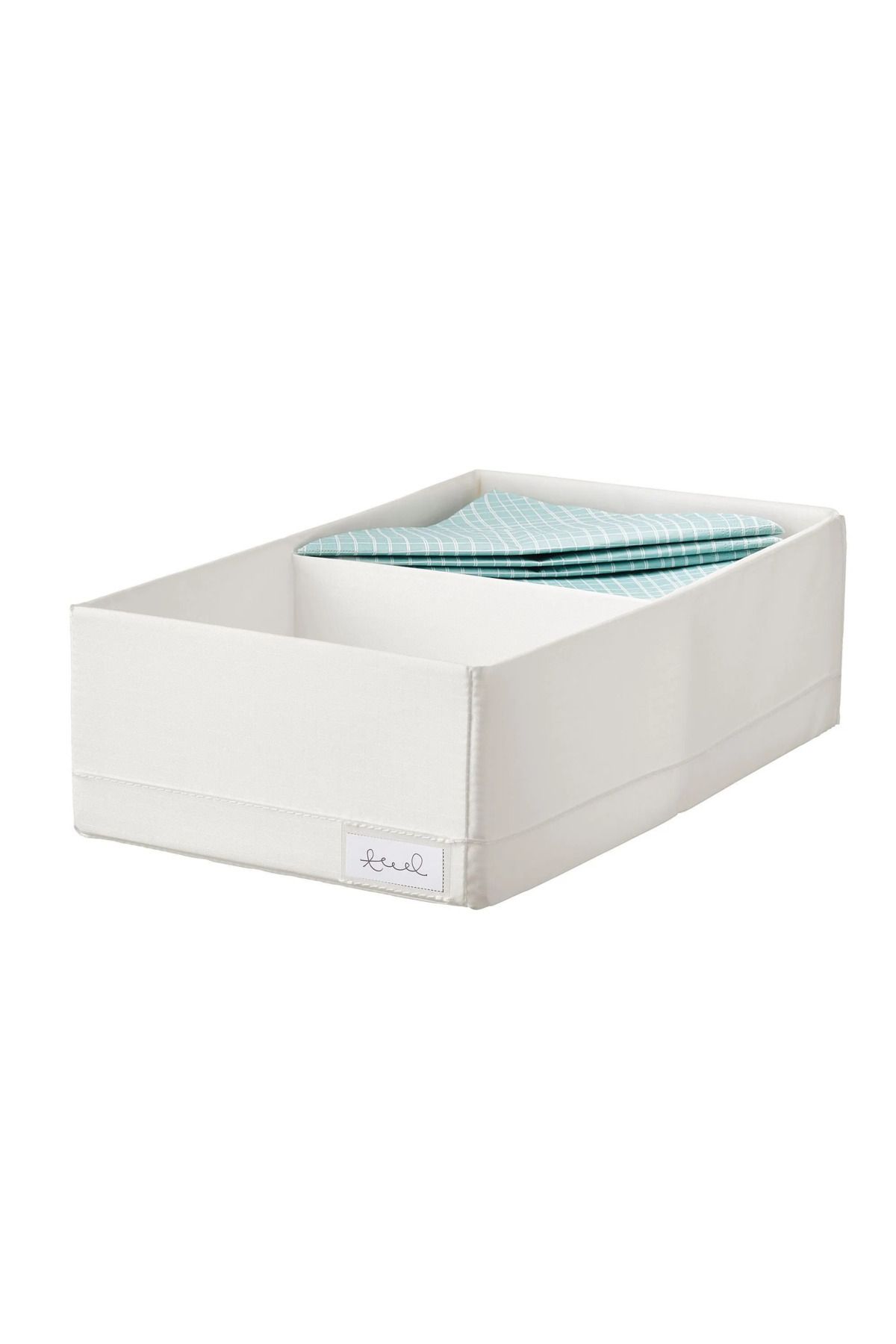 teknotrust Bölmeli Kutu 20x34x10 cm, Kumaş ve Plastik Malzeme, Beyaz Renk