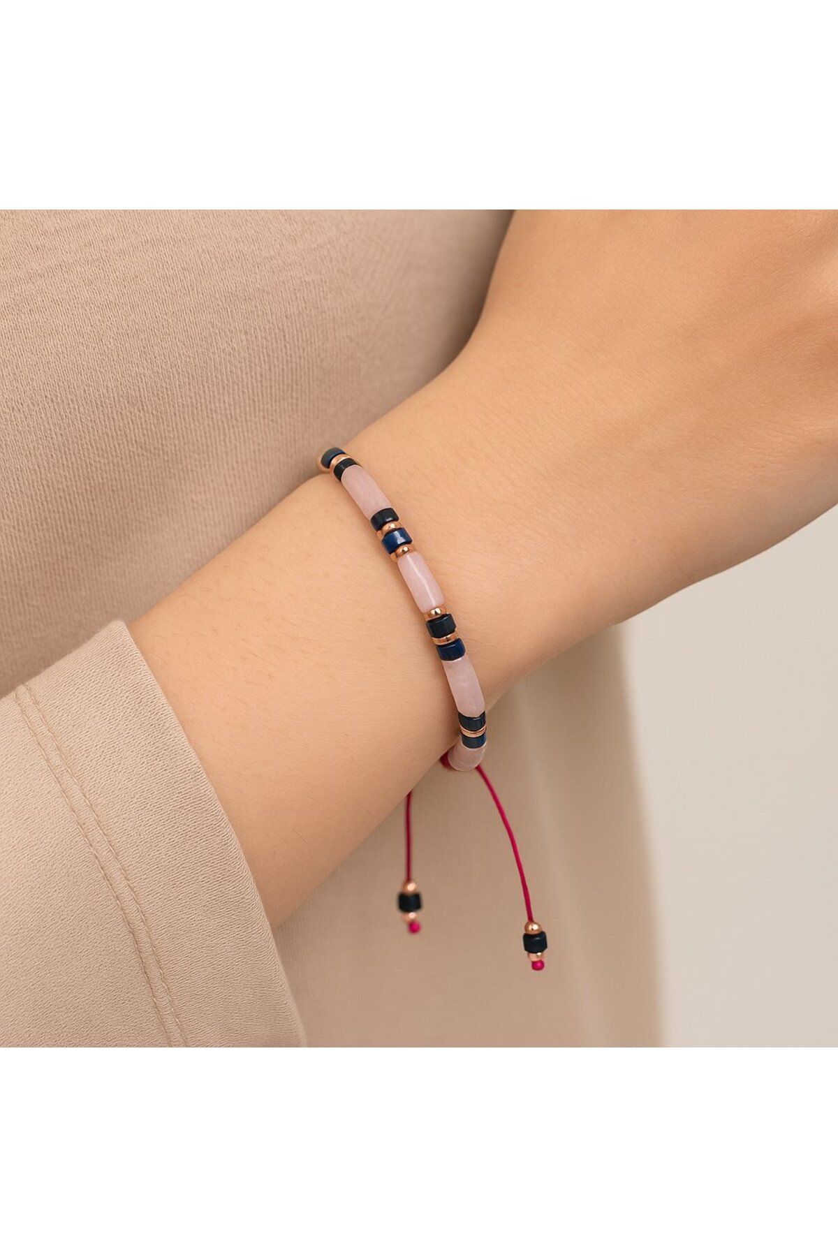 HELONS Pembe Kuvars & Lapus Lazuli Bileklik