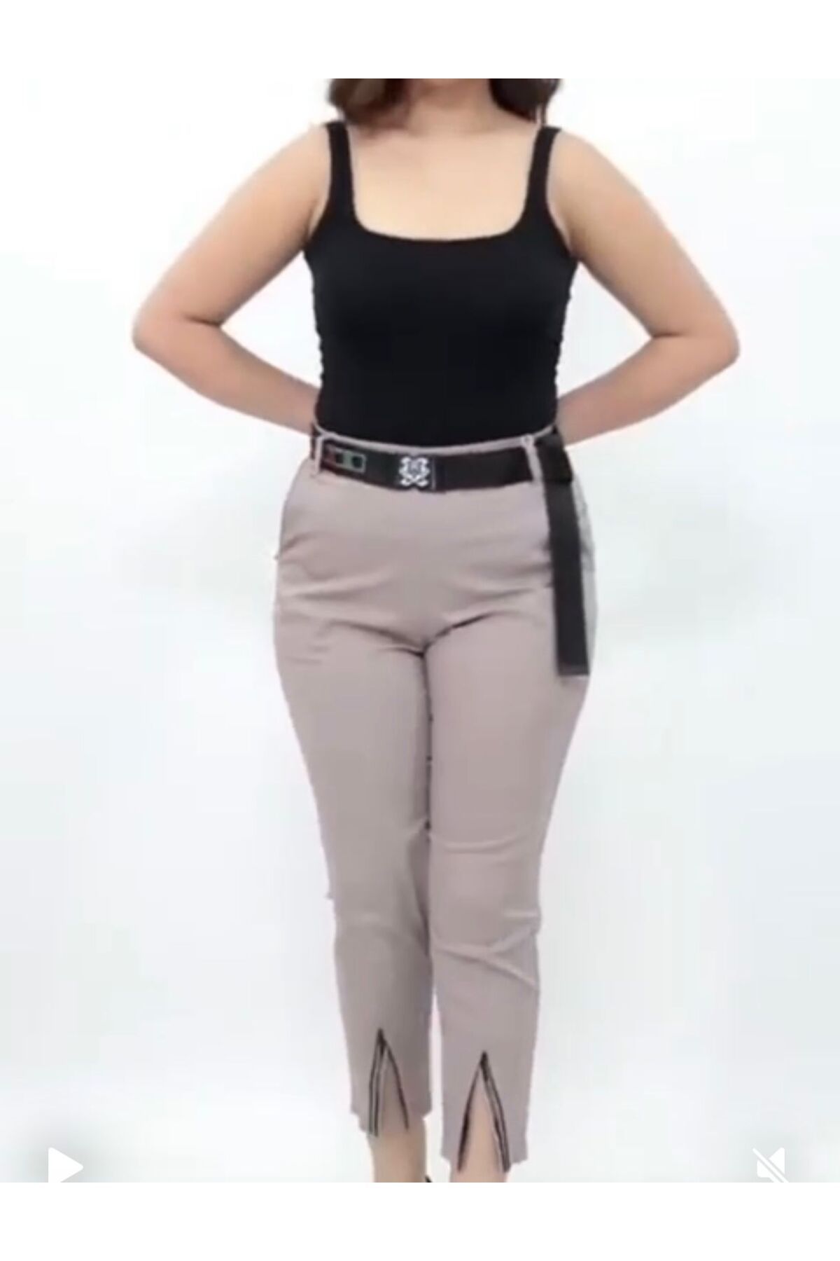 Nihal Eren Butik Büyük Beden Likralı Paçası Fermuarlı Pantolon