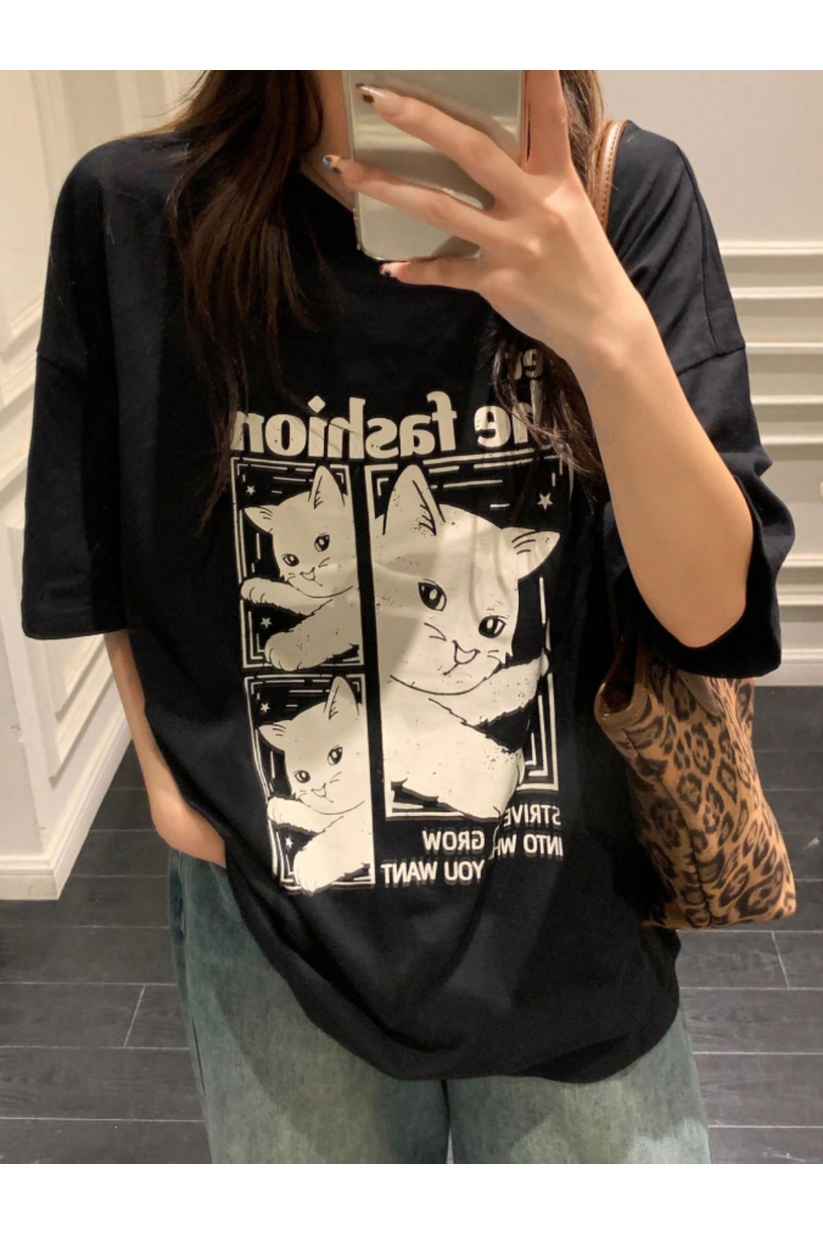 COHERENT Unisex Erkek/Kadın SET Özel Baskılı Oversize Pamuklu T-Shirt