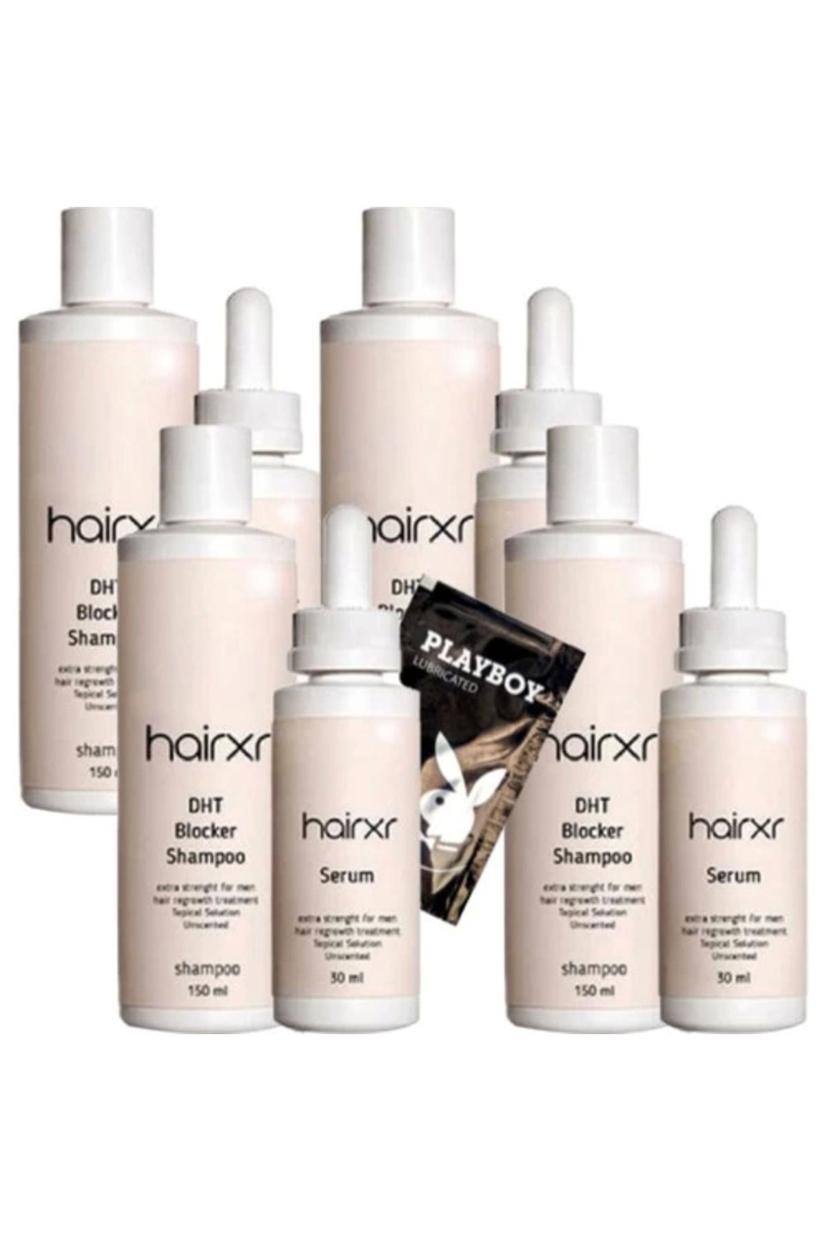 feifei Hairxr Dht Blocker Saç Bakım Şampuanı 150 ml x 4 Adet + Serum Saç Besleme Güçlendirme 30 ml + Jel