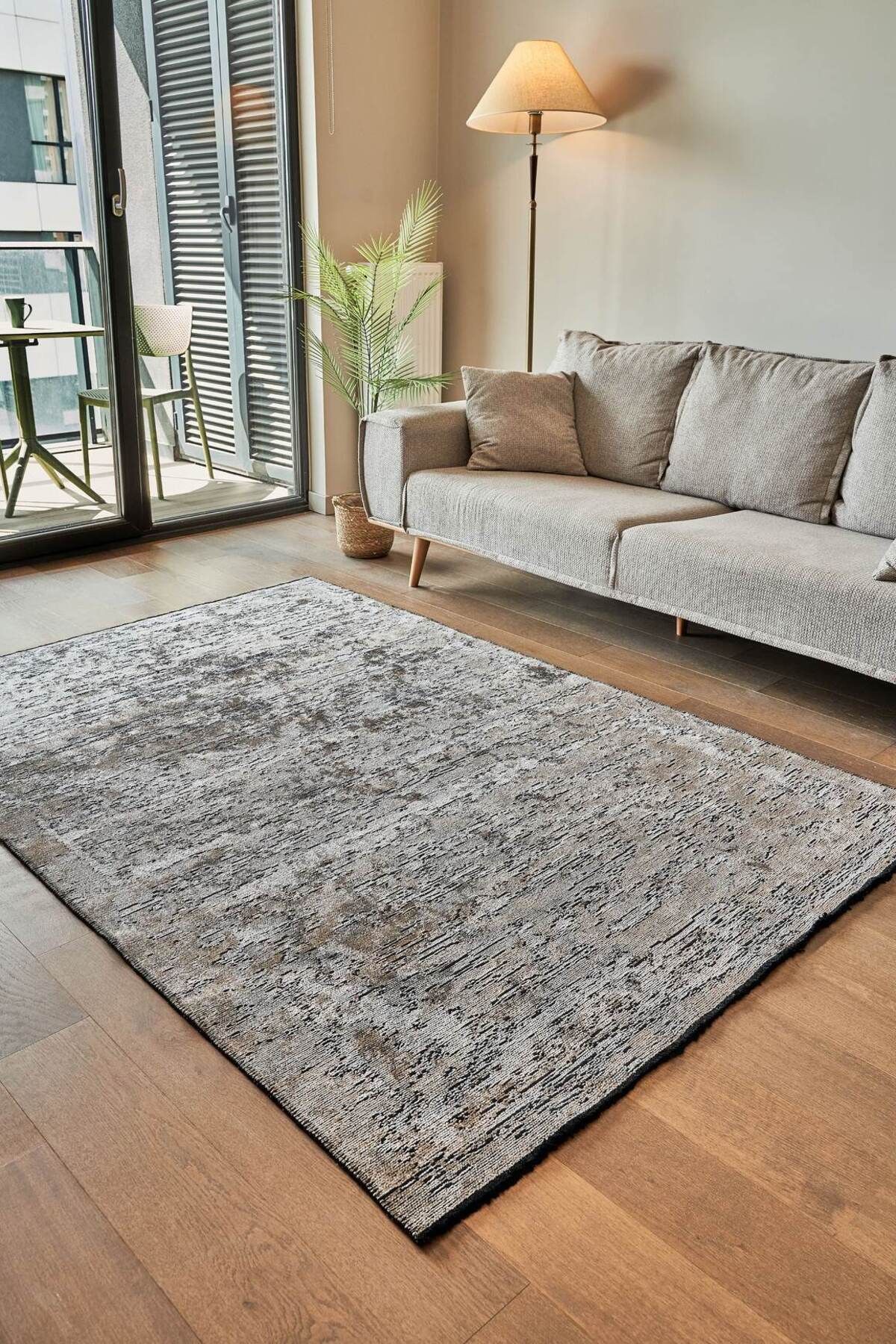 akbel halı & yatak exclusive home design Hare Premium 1331 Bej - Krem - Pamuk Şönil Dokuma Halı | Parlak Salon Halısı