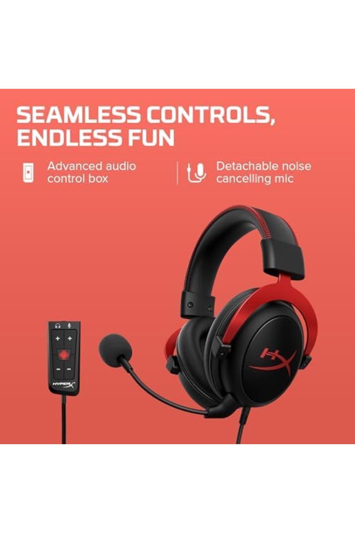 HyperX-سماعة رأس للألعاب Cloud II لأجهزة الكمبيوتر الشخصية وPS4 وXbox One وNintendo Switch، لون أحمر 8