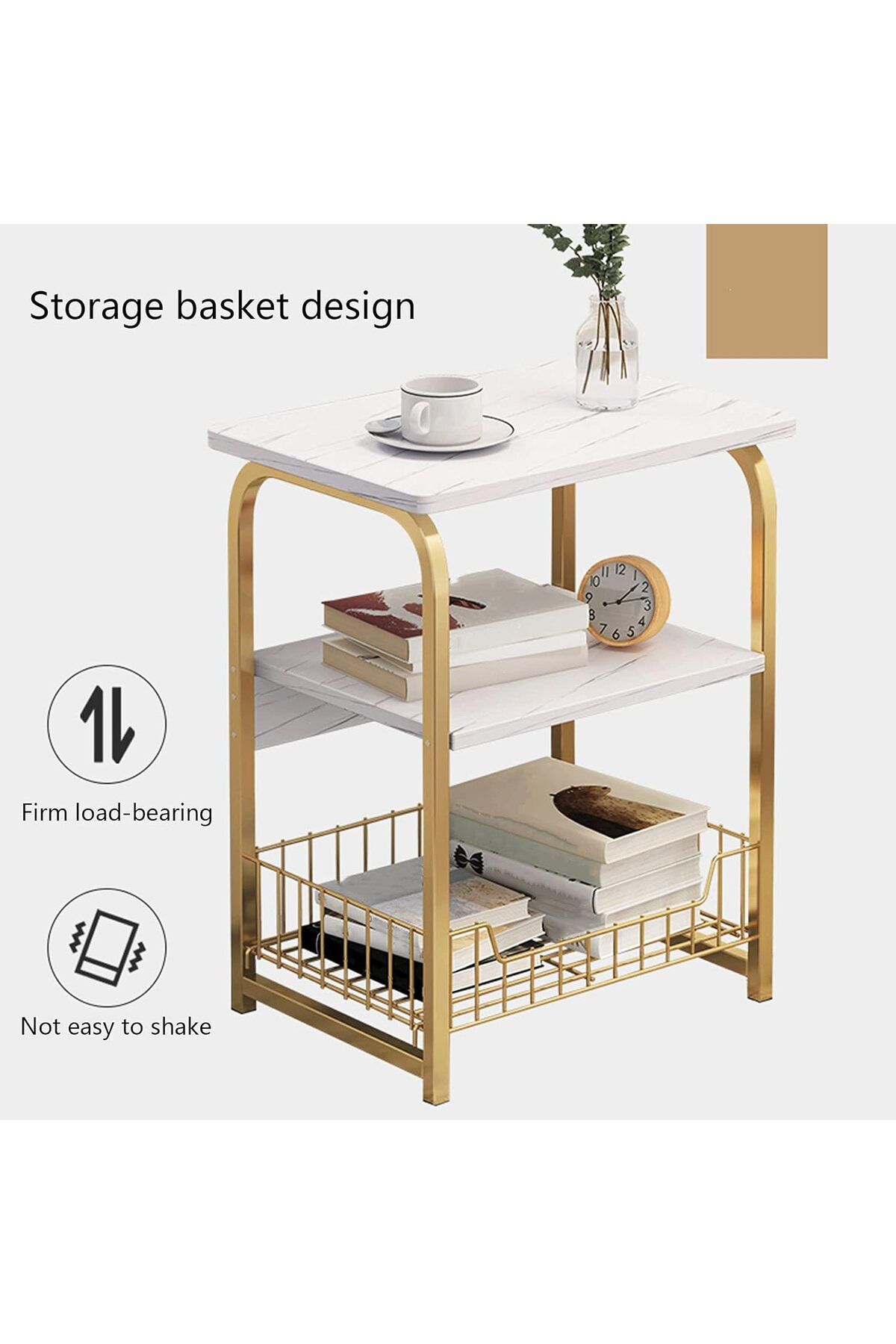 Generic-Side Table, 2/3/4 Tier Industrial Style Bedside Table with Storage Rack, High Side Table for Small S 4