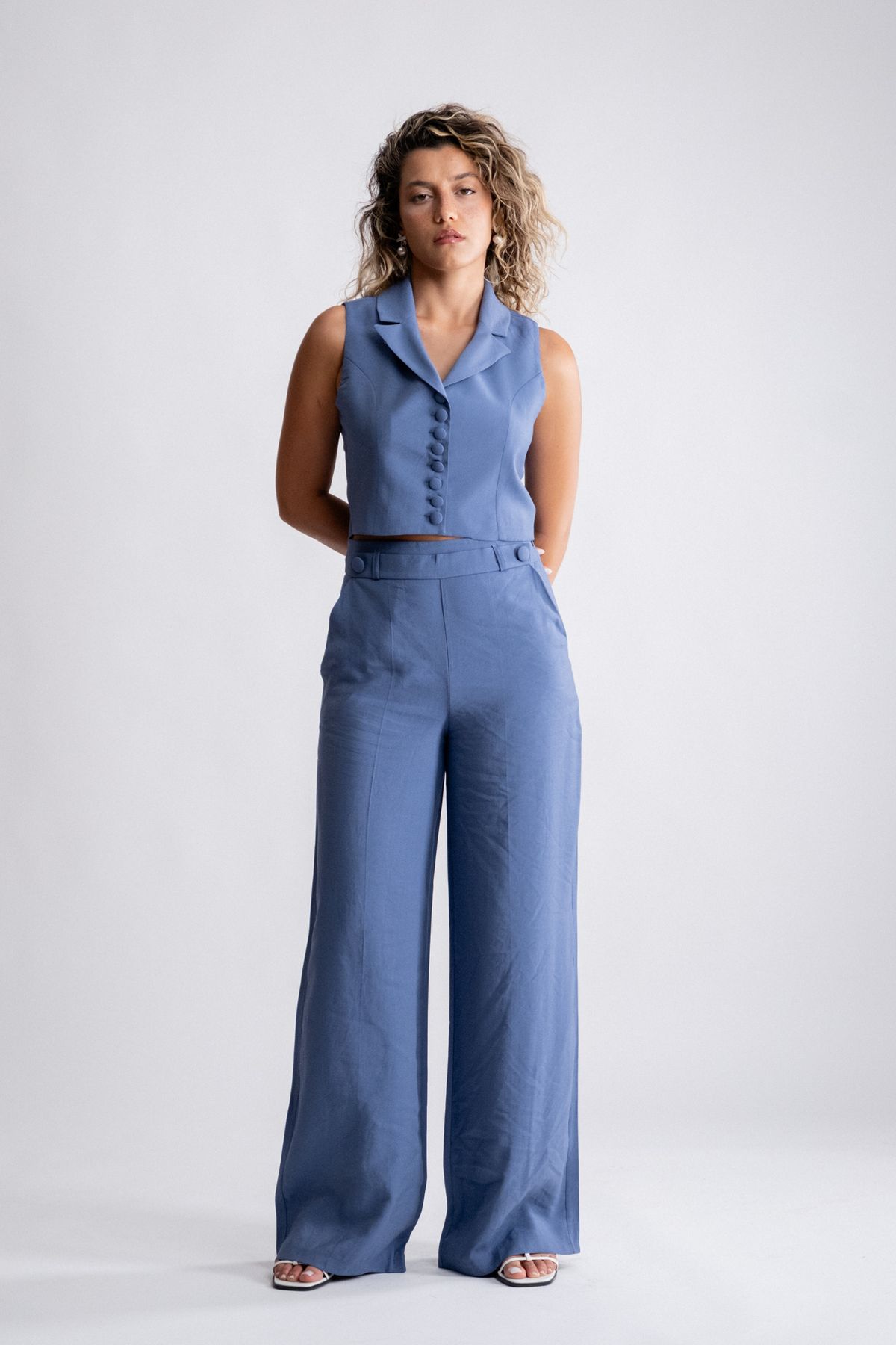 SEPANU COLLECTION Kadın Düğmeli Yelek Pantolon Takım