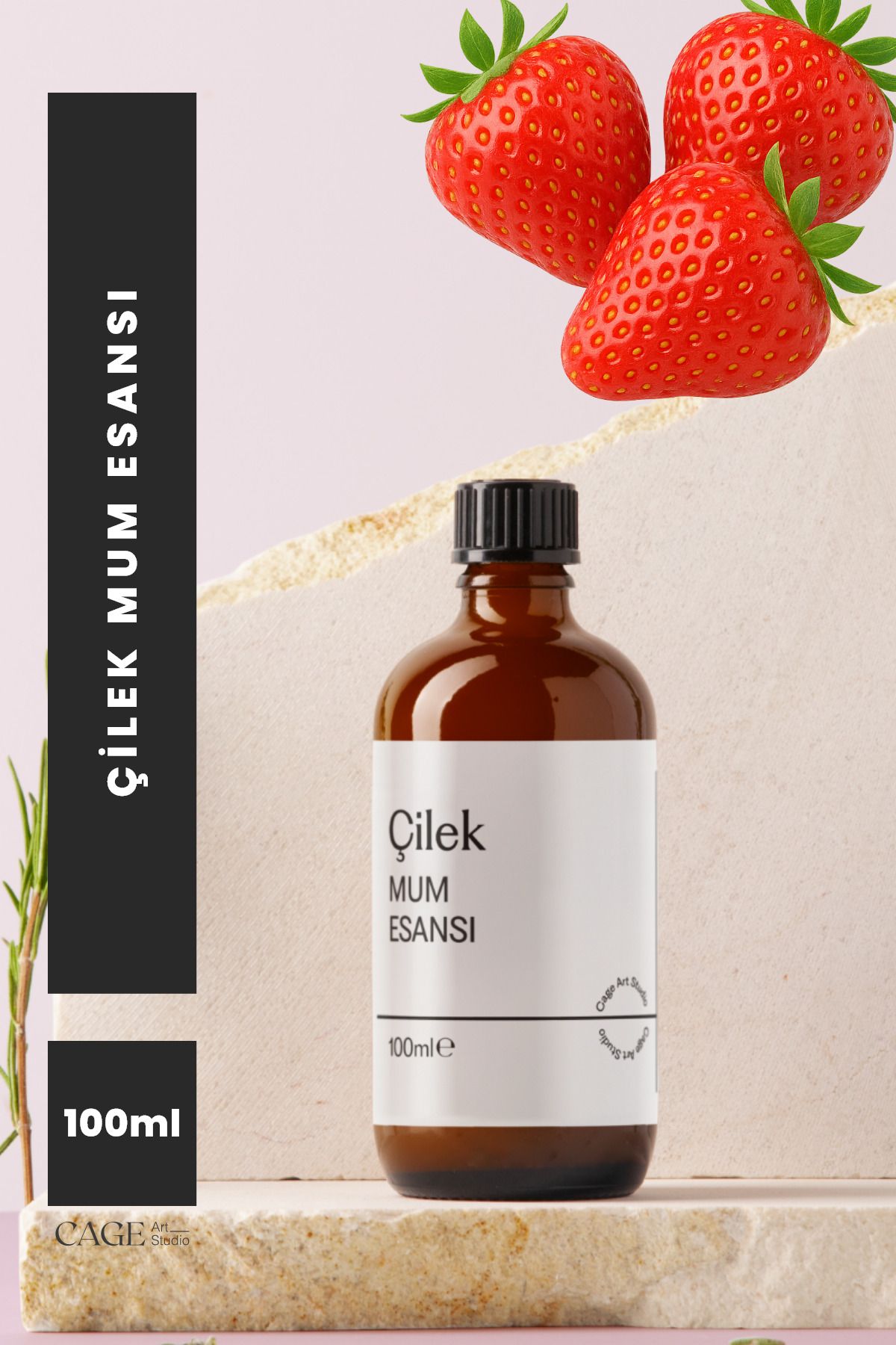 Cageartstudio Çilek Mum Esansı 100 Ml, Yüksek Kalite Mum Esansı, Mum Koku Esansı, Soya Wax Esansı