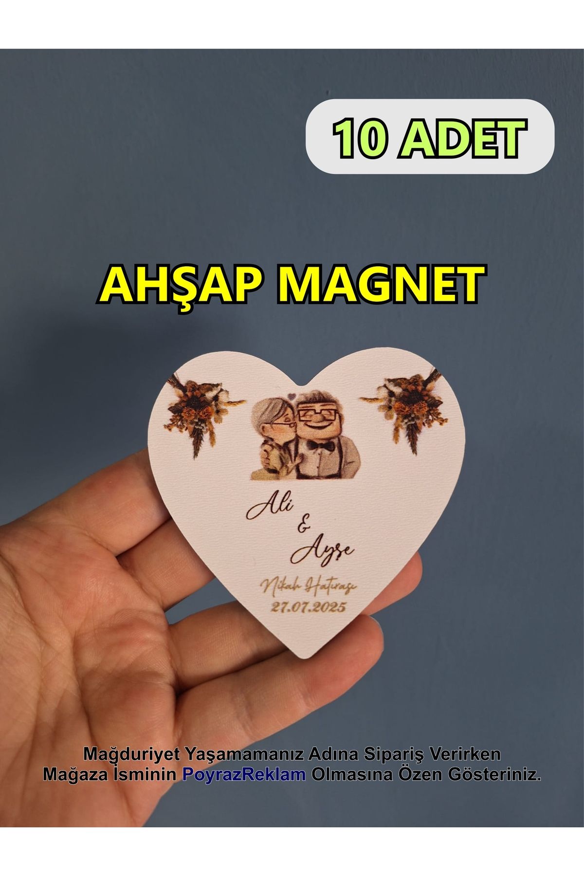 PoyrazReklamTasarım Ahşap Magnet - Düğün - Nişan - Sünnet - Kına - Bekarlığa Veda - Söz - Nikah (10 ADET)