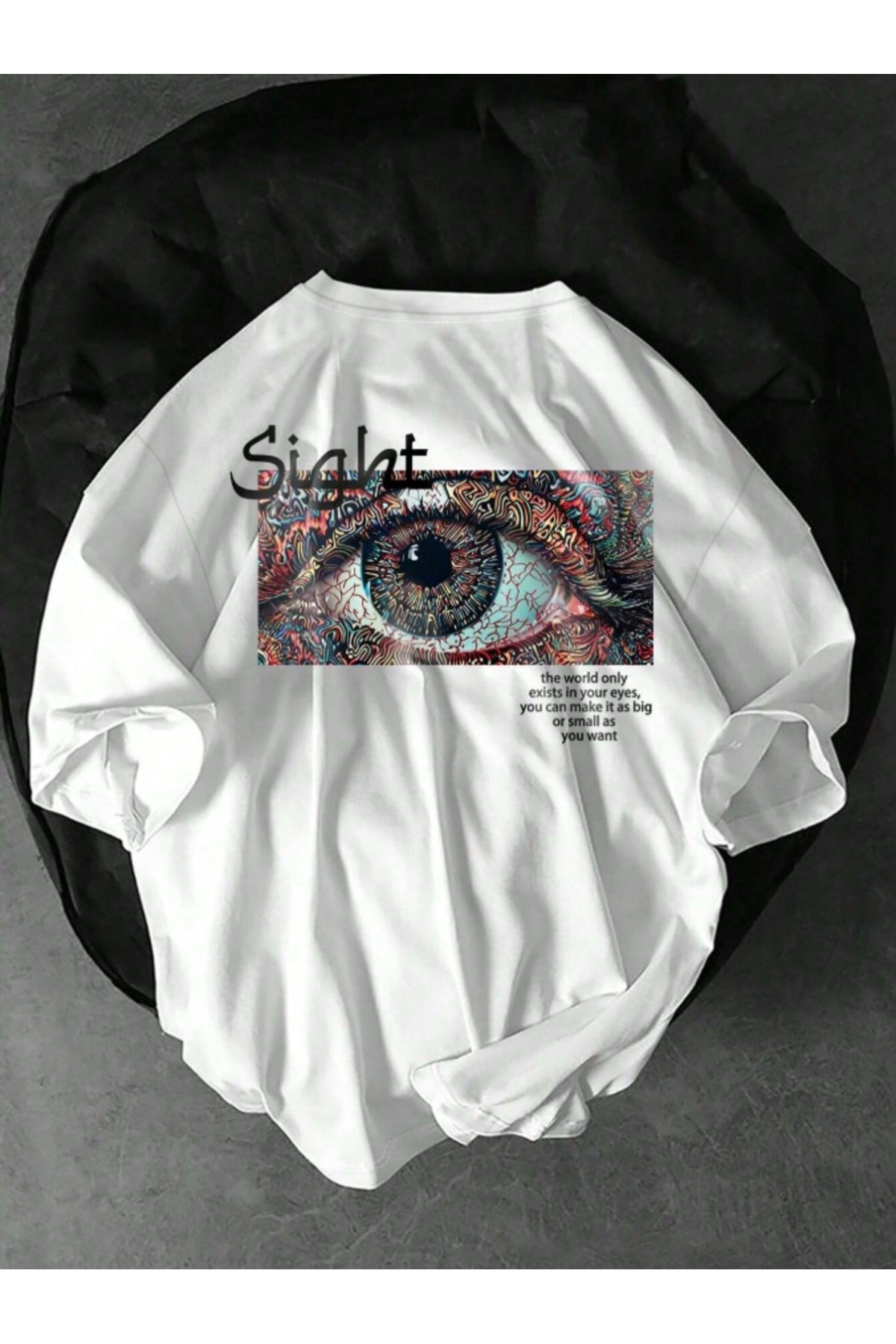COHERENT Unisex Erkek/Kadın SİGHT Özel Baskılı Oversize Pamuklu T-Shirt