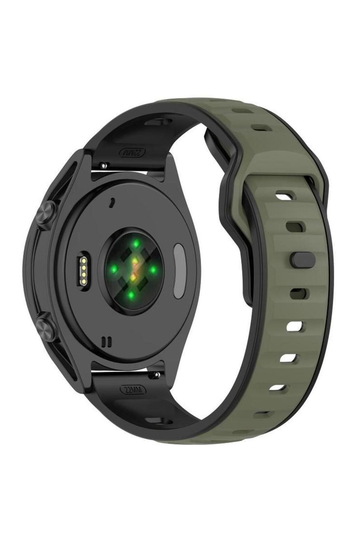 Alstrap Huawei Watch Gt5/Gt4/Gt3 Pro/Gt3 46mm Uyumlu 22mm Spor Çift Ton Silikon Kordon Kayış