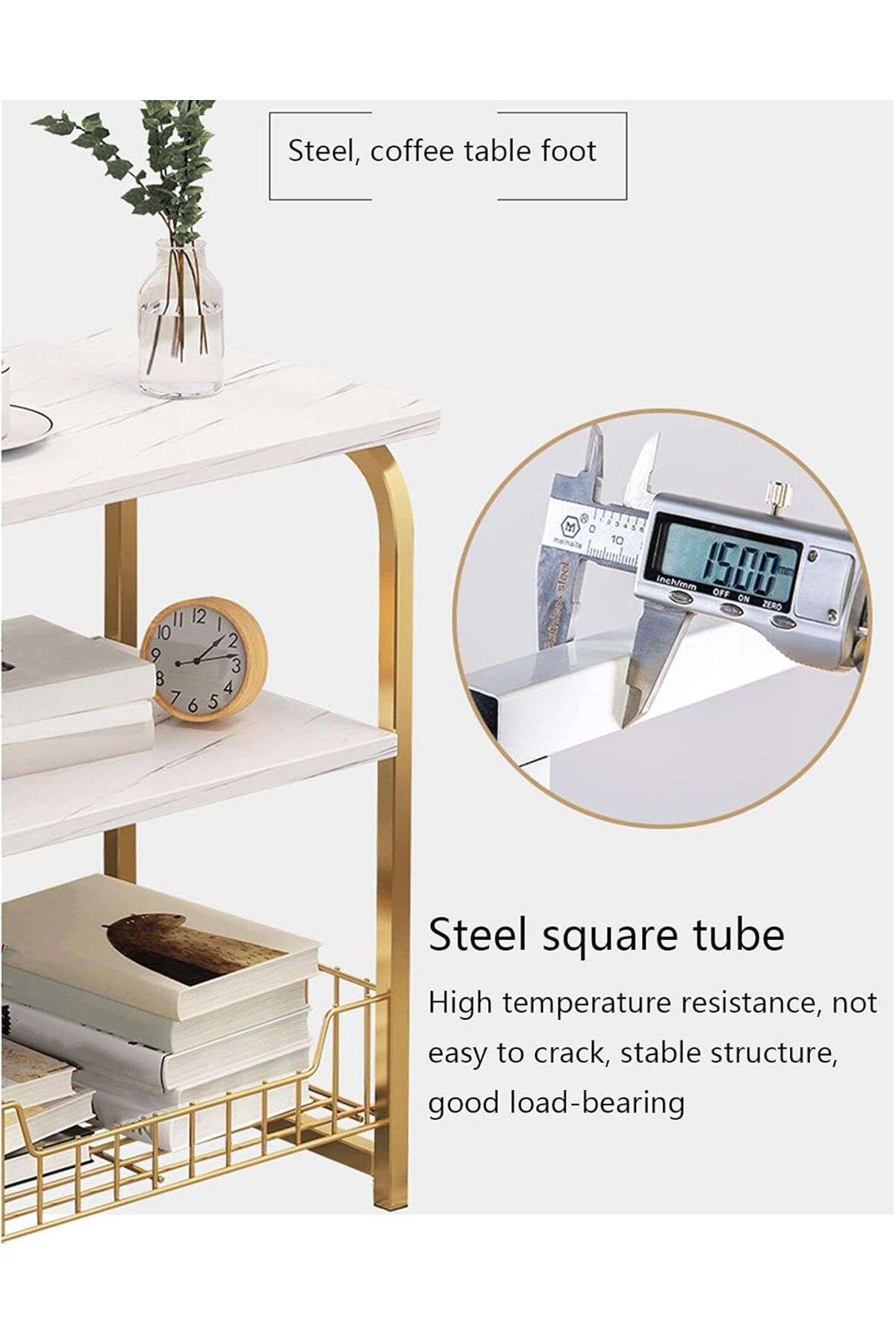 Generic-Side Table, 2/3/4 Tier Industrial Style Bedside Table with Storage Rack, High Side Table for Small S 8