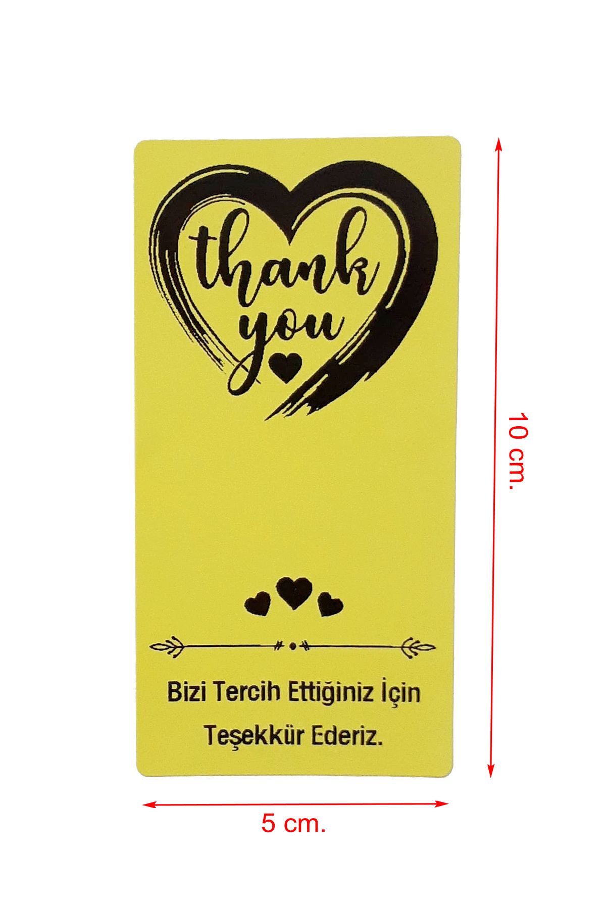 DİJİTAL BARKOD Thank You Kalp Desenli Teşekkür Etiketi Bizi Tercih Ettiğiniz İçin Sticker 5X10CM 100 Adet