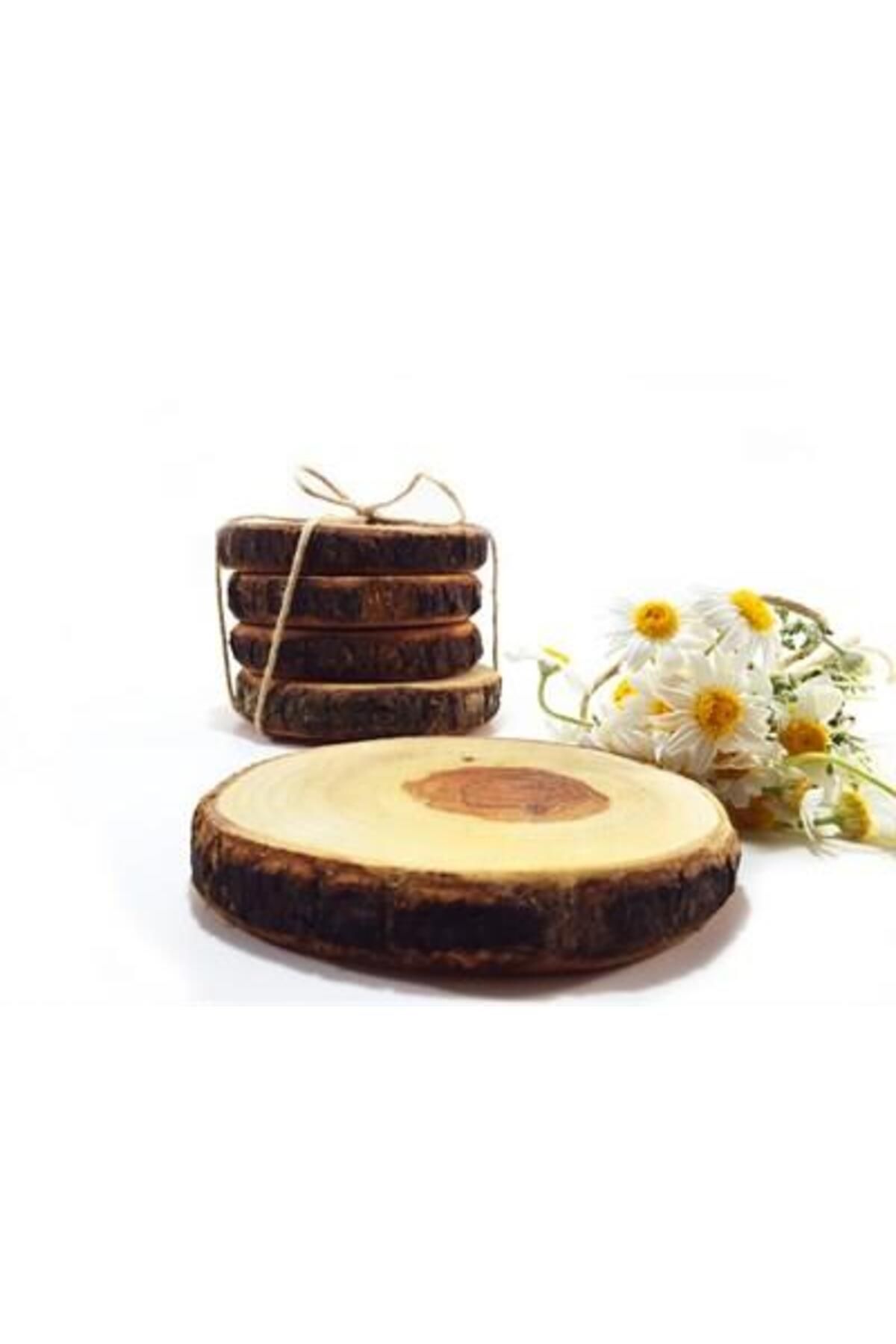 Zethome Zeytin Ağacı Ahşap Zeytin Bardak Altlığı 4'lü Set