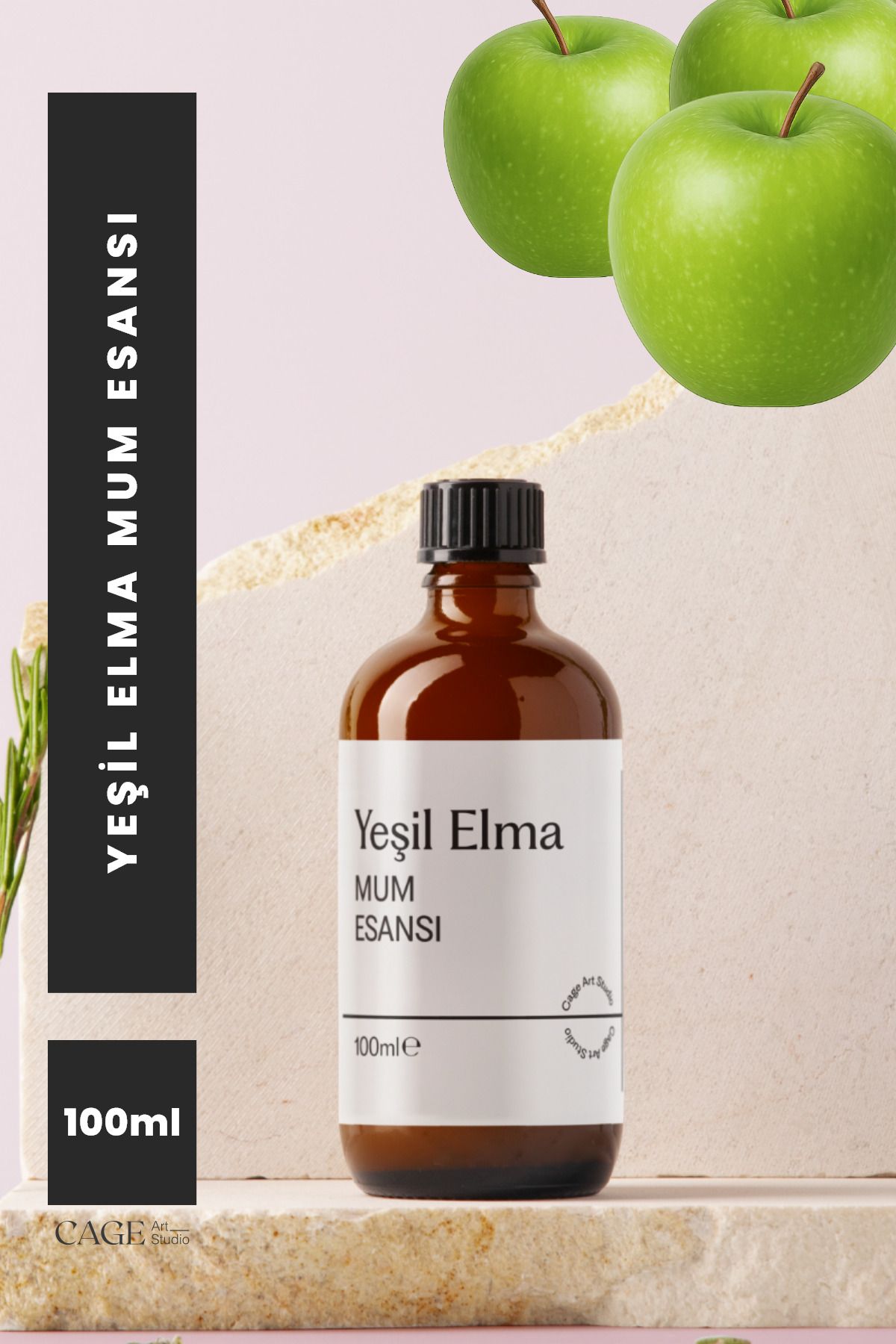 Cageartstudio Yeşil Elma Mum Esansı 100 Ml, Yüksek Kalite Mum Esansı, Mum Koku Esansı, Soya Wax Esansı