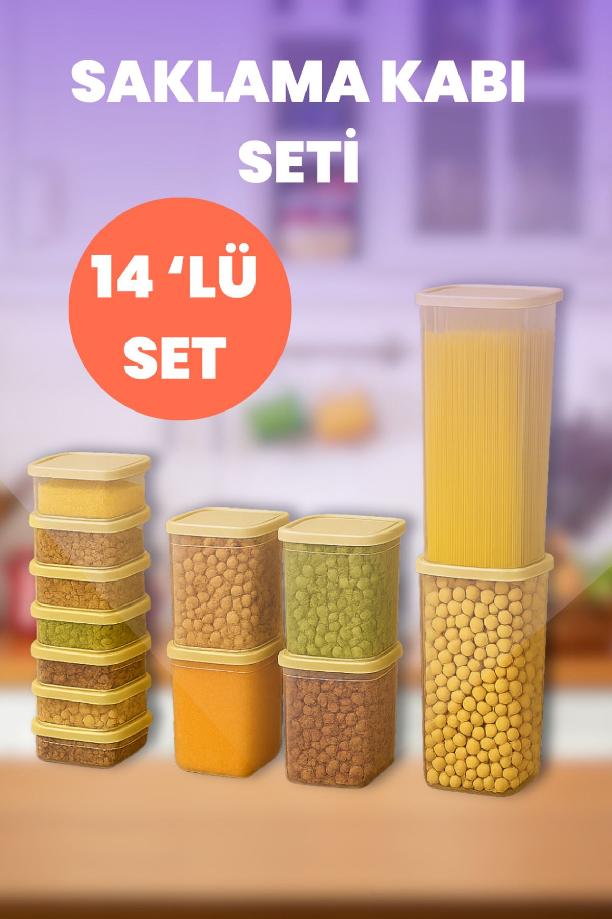 Wodsco Gıda Saklama Kabı Seti 14 Parça -Dikdörtgen Plastik Kapaklı Saklama Kutusu - Buzdolabı & Mikrodalga
