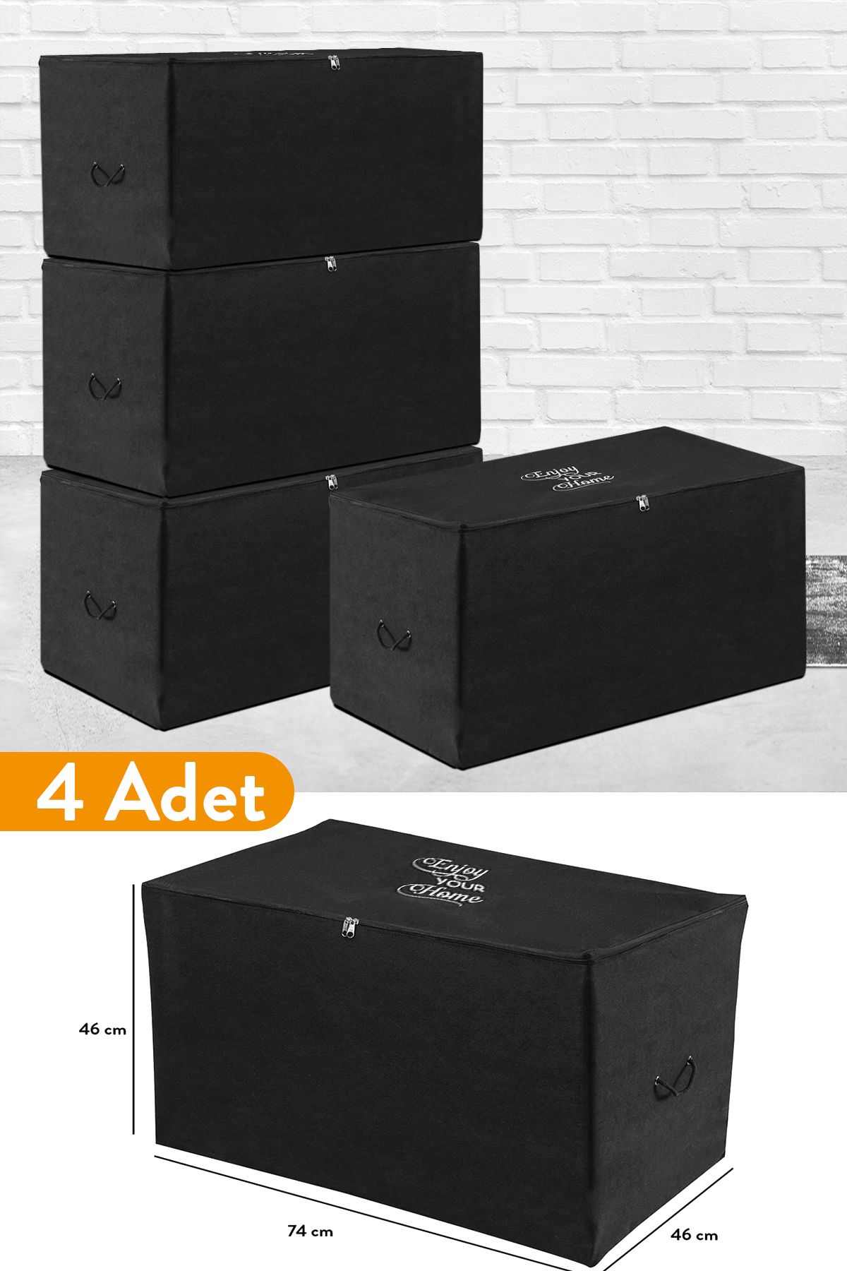 teknotrust 4'lü Büyük Boy Siyah Hurç Seti, 74x46x46 cm, Havalı ve Hafif Saklama Çözümü