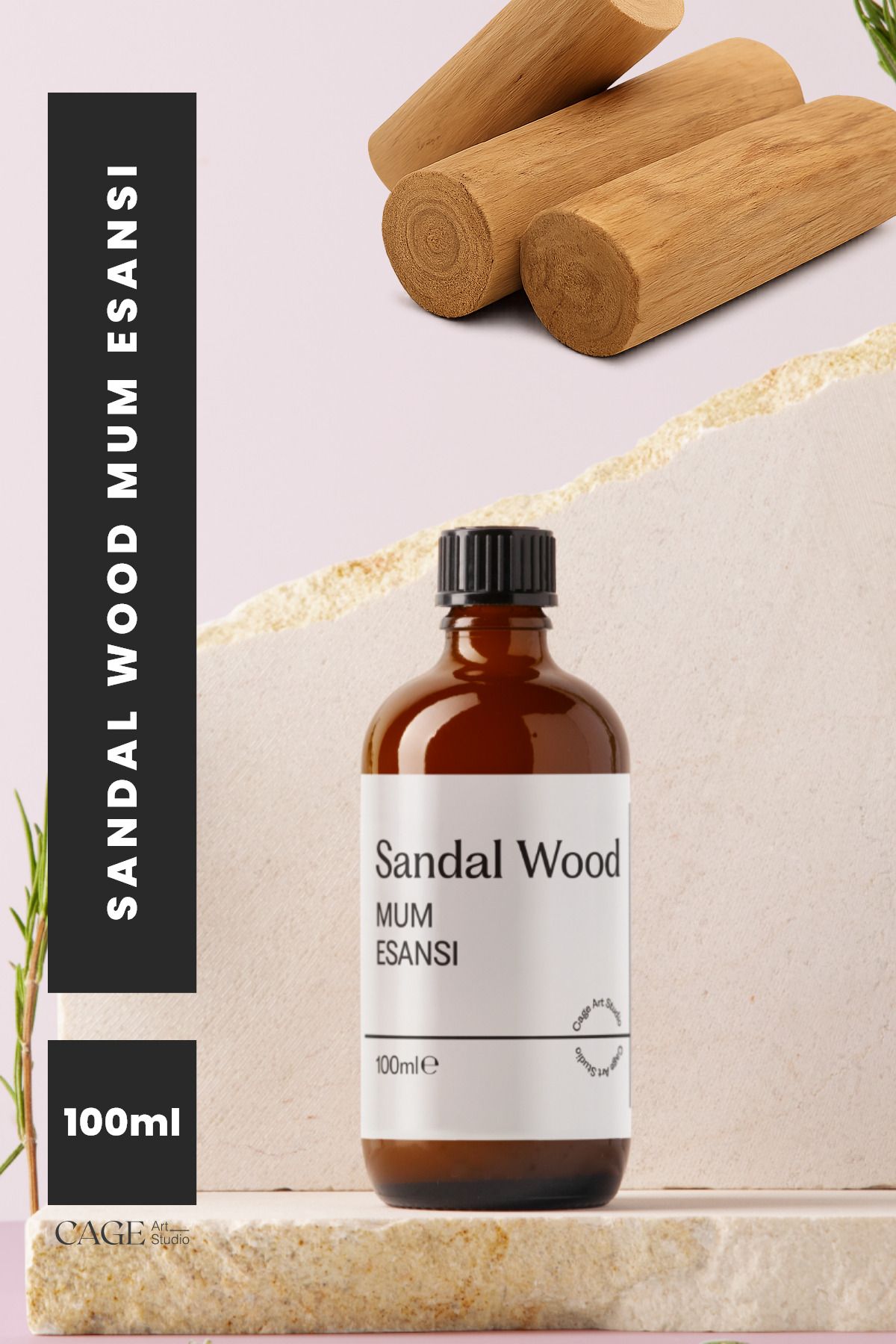 Cageartstudio Sandal Wood Mum Esansı 100 Ml, Yüksek Kalite Mum Esansı, Mum Koku Esansı, Soya Wax Esansı