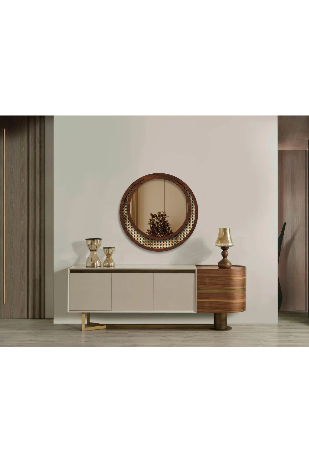 arykanda LUCCA WİCKER AYNA - RATTAN AYNA - HAZERAN AYNA - AHŞAP YUVARLAK AYNA