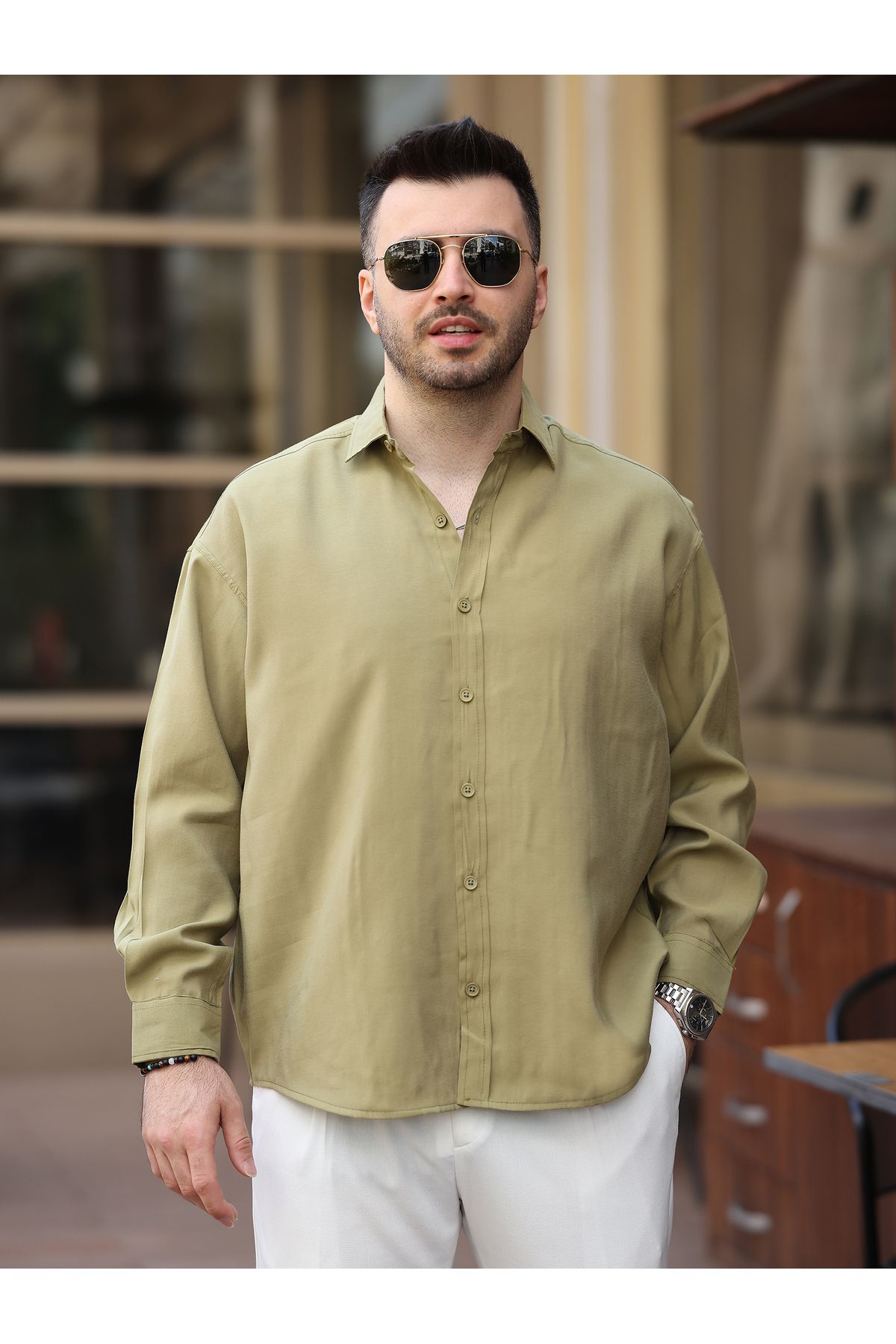 LUMAST Erkek Oversize Yazlık Hafif Ütü İstemez Oval Kesim Modal Gömlek