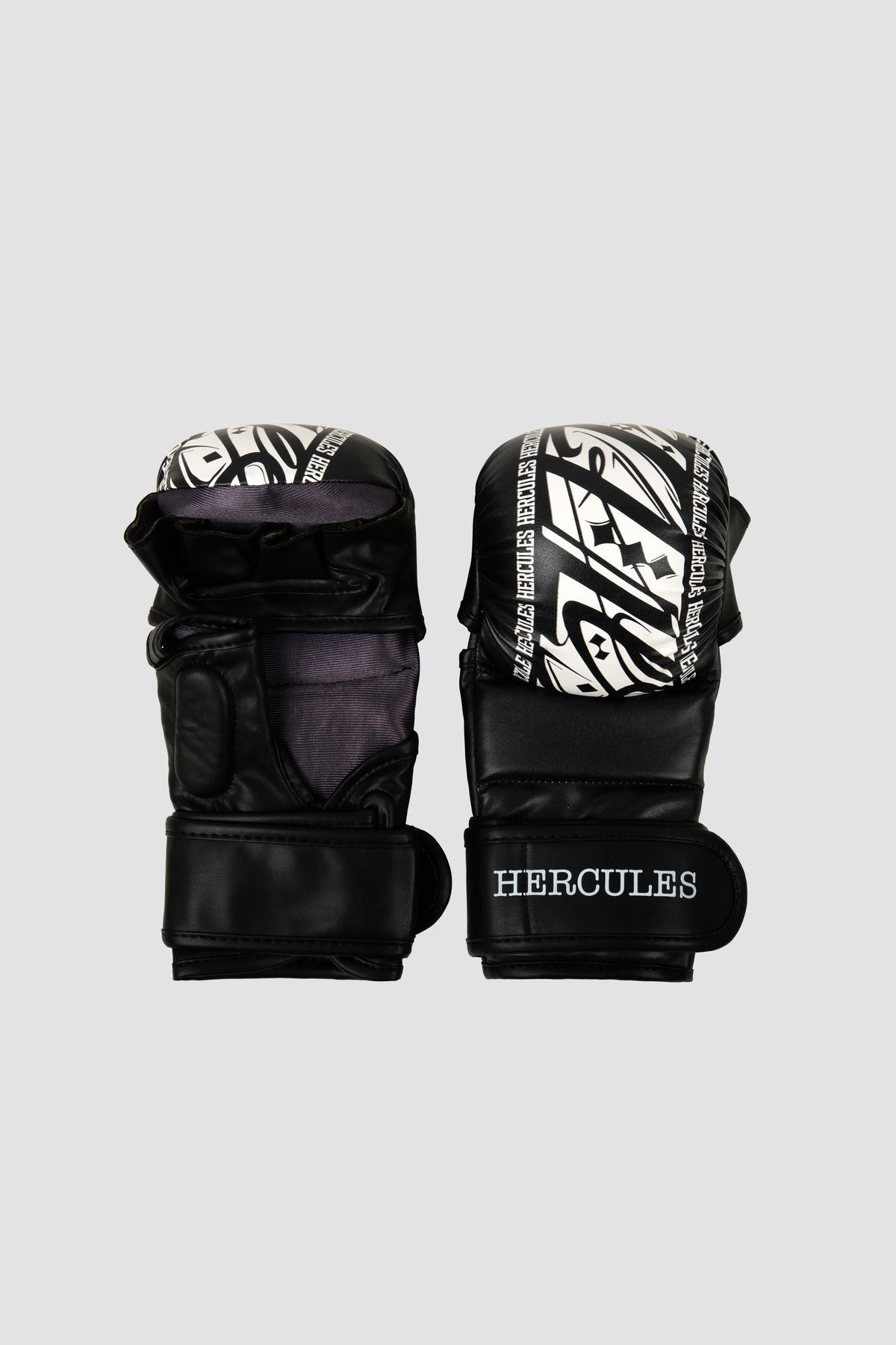 Hercules Fight Gear MMA Eldiveni - Grafiti Desenli Siyah-Beyaz - Grappling, BJJ, Cage Fighting