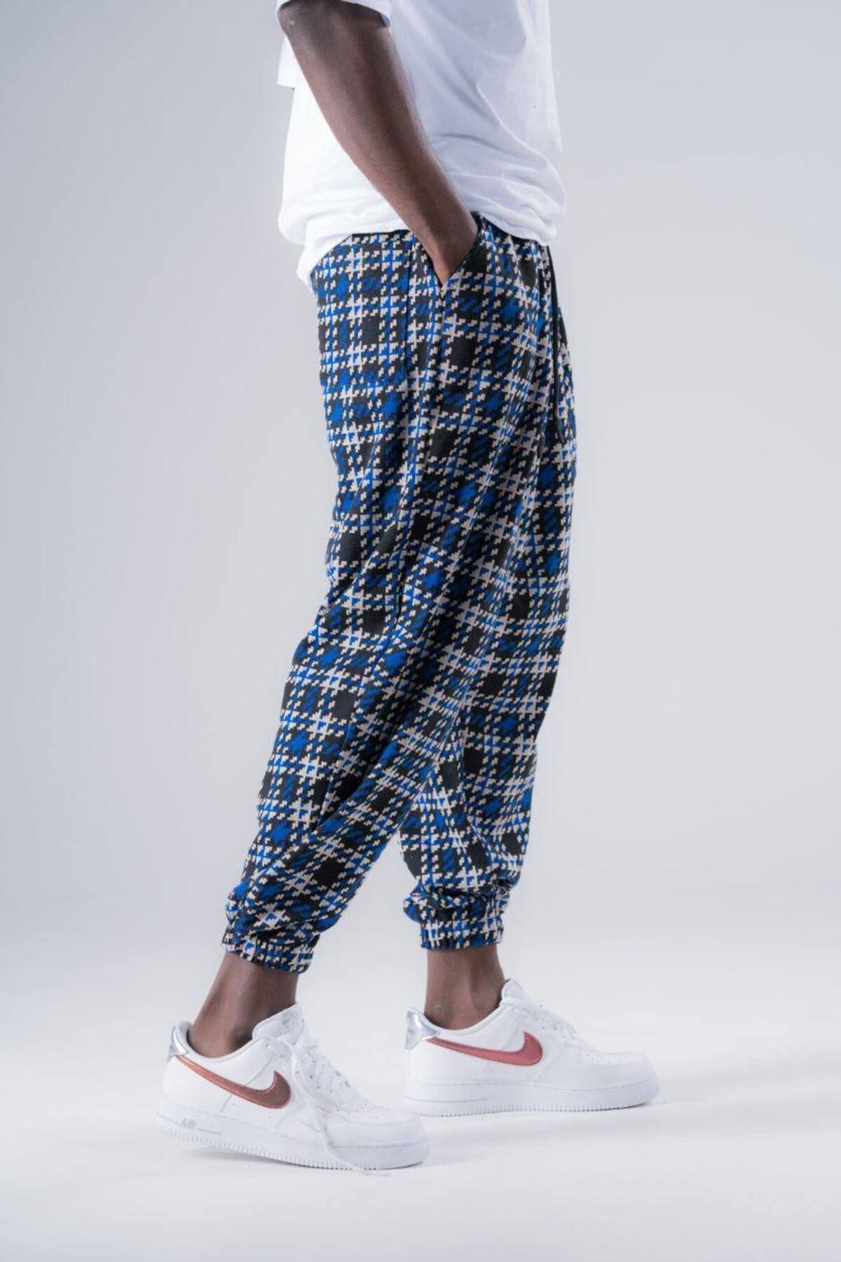 SUPERBLUE-Men's Summer Patterned Saks Jogger Baggy Trousers 3