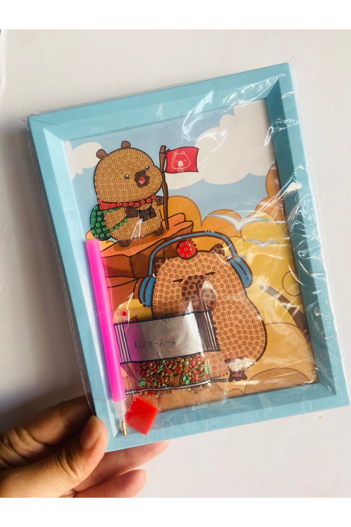 synshop Capybara Kapibara Elmas Mozaik Kendin Yap Boncuklu Taşlı Tablo (Çerçeveli) Sanat Kit Taşlama