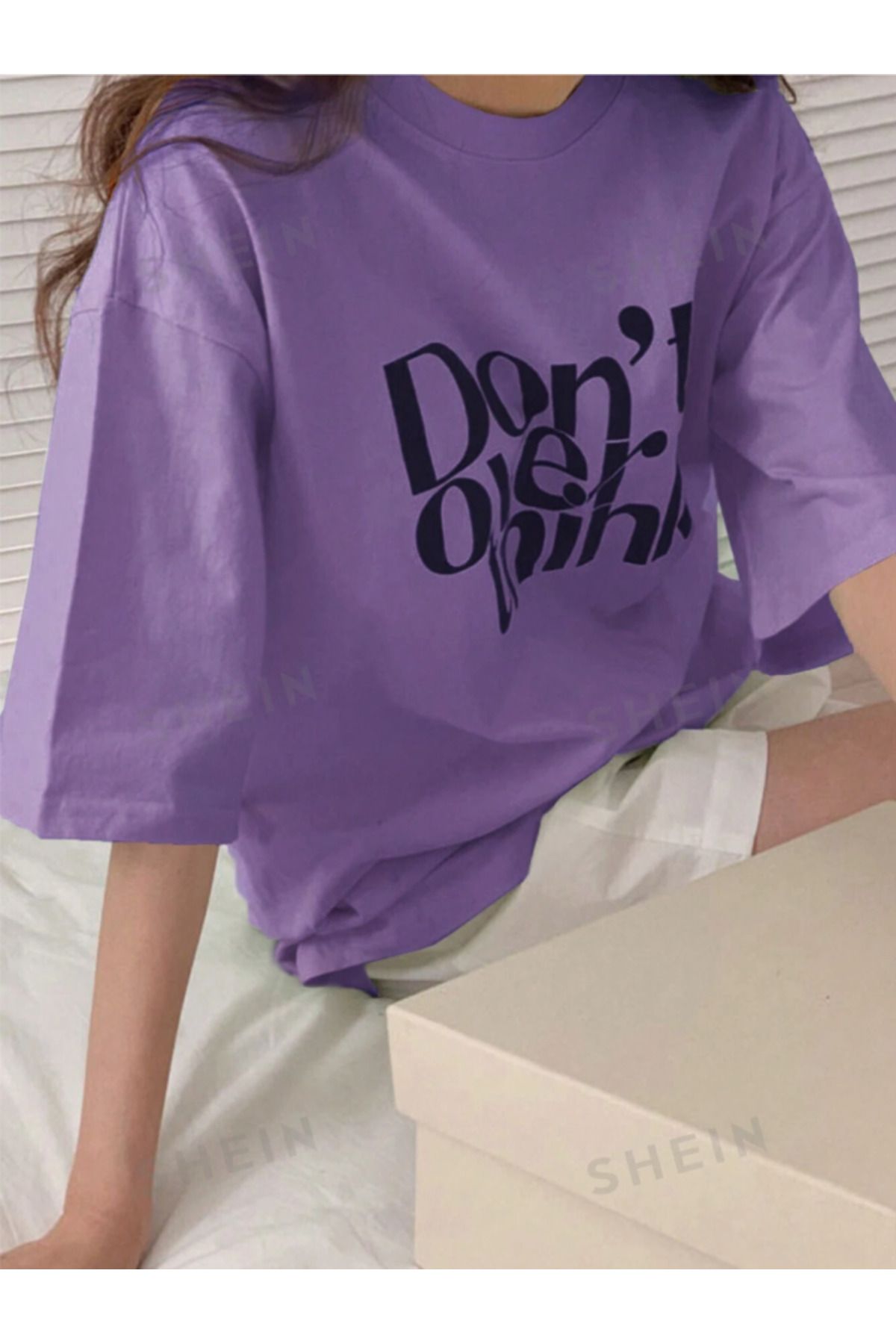 COHERENT Unisex Erkek/Kadın THİNK Özel Baskılı Oversize Pamuklu T-Shirt