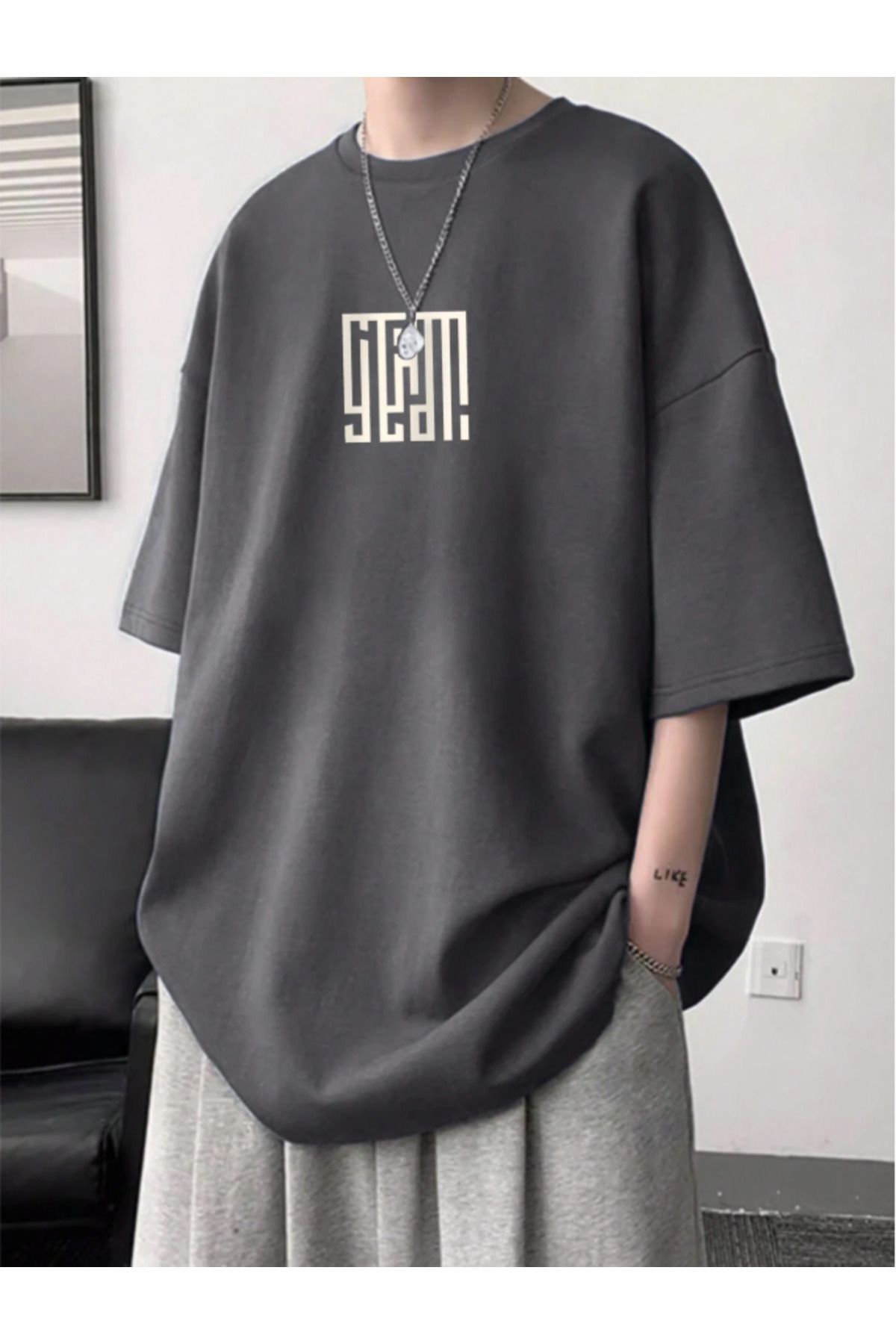 COHERENT Unisex Erkek/Kadın YEP Özel Baskılı Oversize Pamuklu T-Shirt