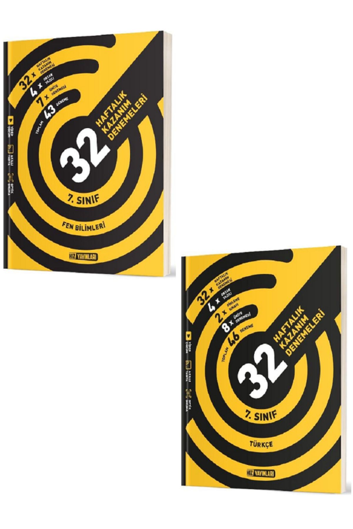 Evrensel İletişim Yayınları 7.Sınıf Hız Yayınları Fen Bilimleri + Türkçe 32 Haftalık Kazanım Denemeleri / 2 KİTAP / YENİ