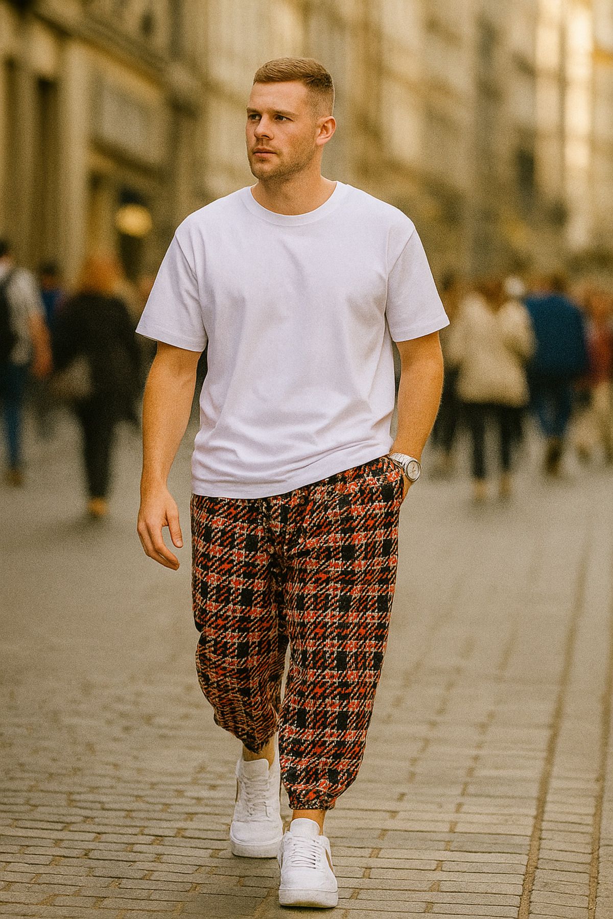 SUPERBLUE Erkek Yazlık Desenli Oranj Jogger Şalvar Pantolon