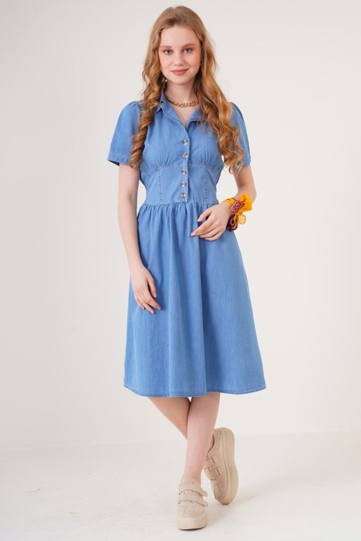 ETİLER COLLECTION 2210 Kot Elbise - Mavi