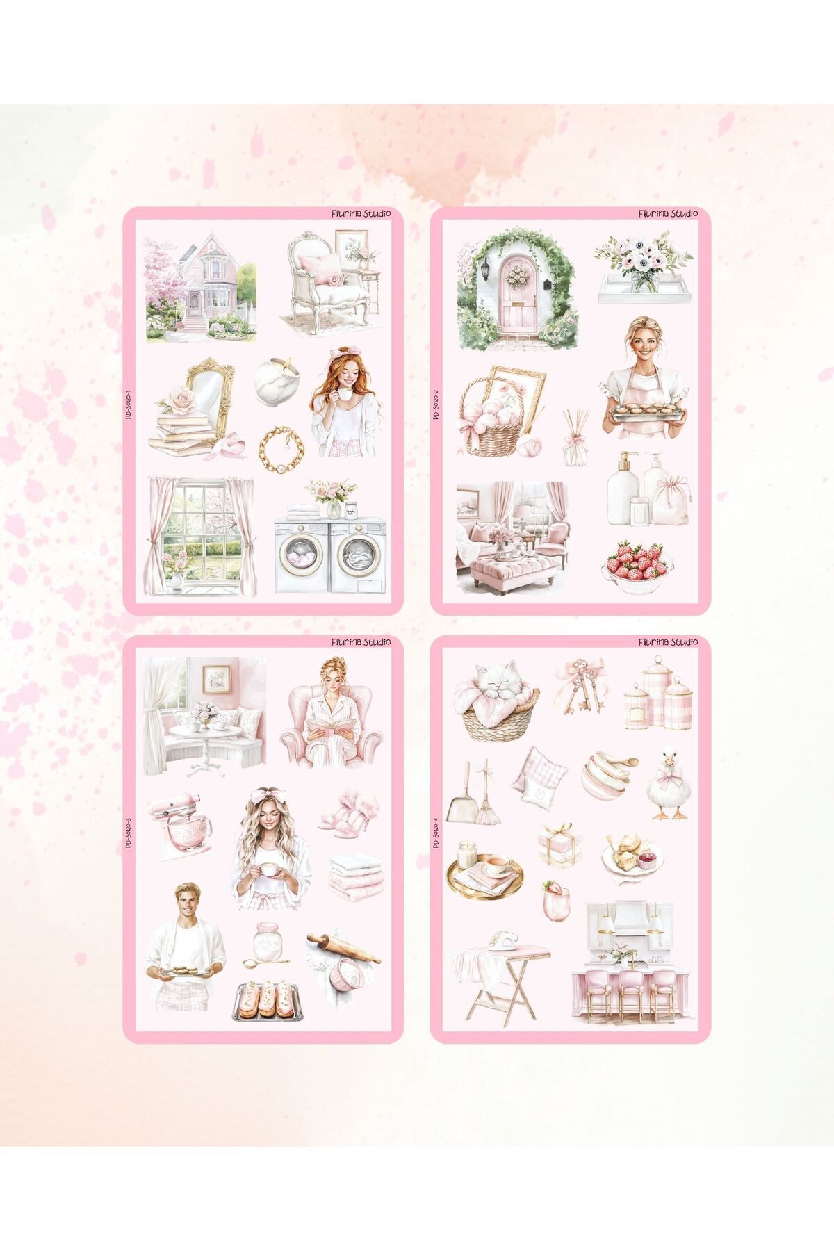 Flurina Studio Spring Home 4 Sayfa Şeffaf Sticker Seti