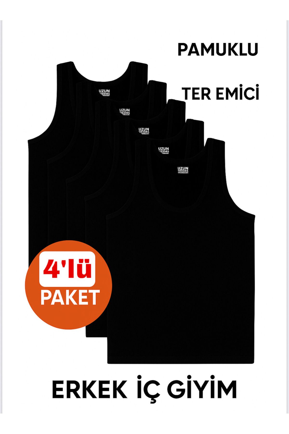 UZN SOCKS Penye 4’lü Erkek Atlet Seti - Rahat Kalıp, Yumuşak Kumaş, Nefes Alabilir Pamuk