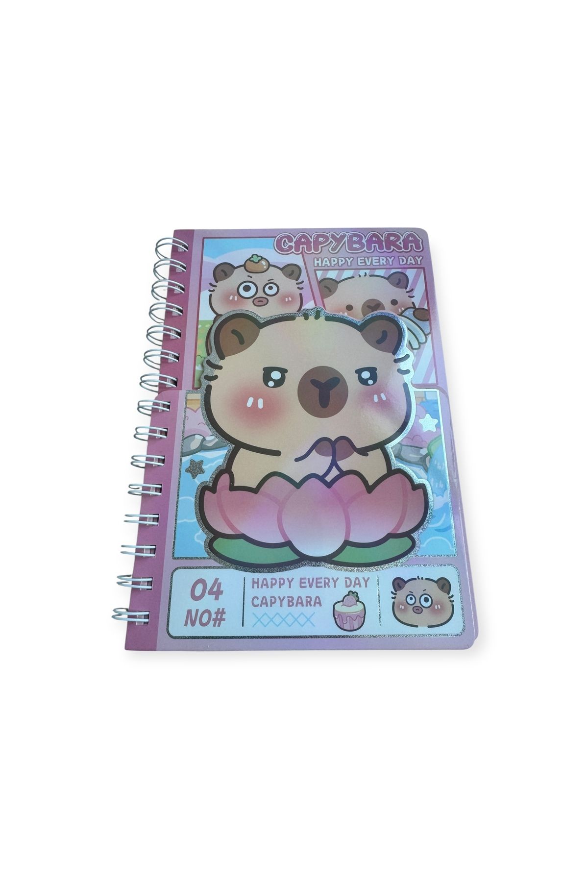 Polin Capybara Temalı Sevimli Spiralli Not Defteri, Pastel Renkli, Günlük Planlama