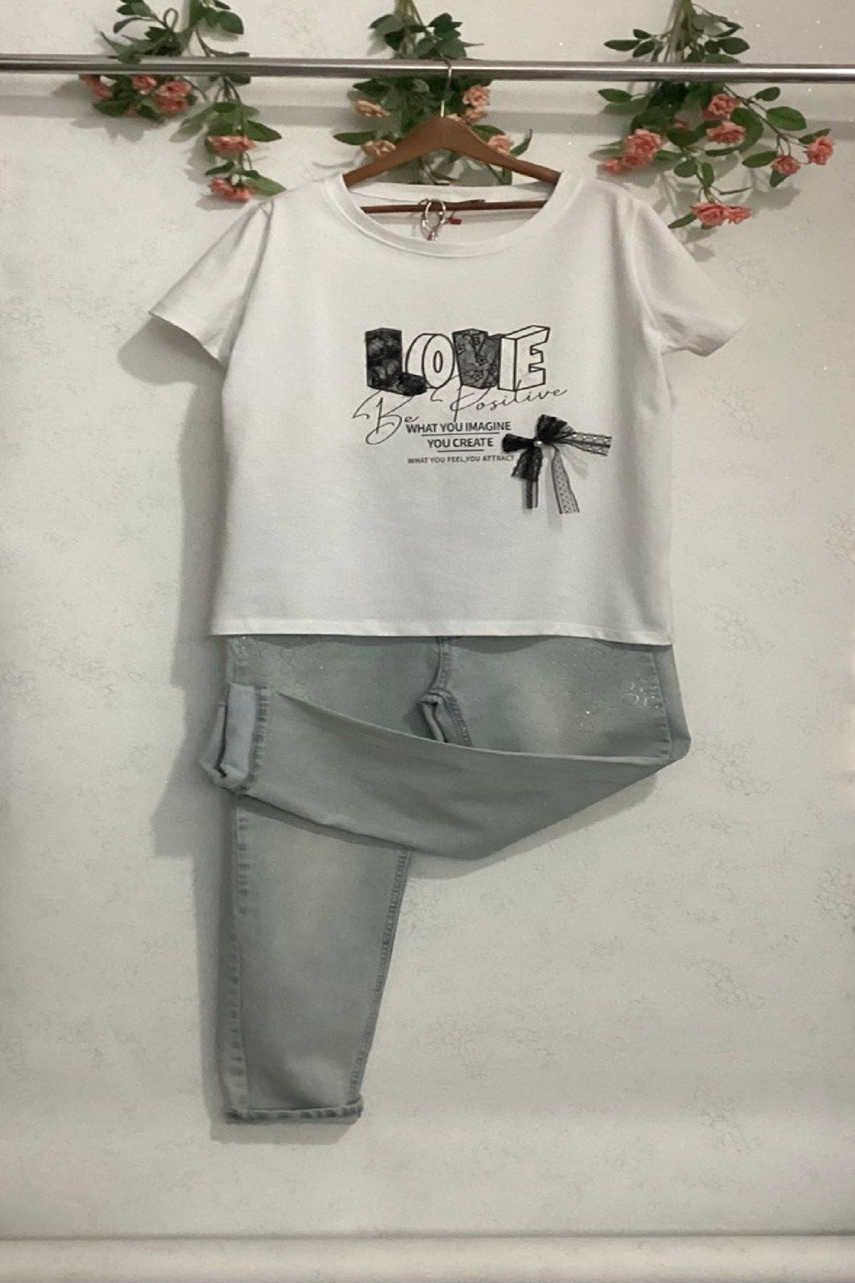Wiges Kadın Bisiklet Yaka güpürlü Özel Tasarım T-shirt