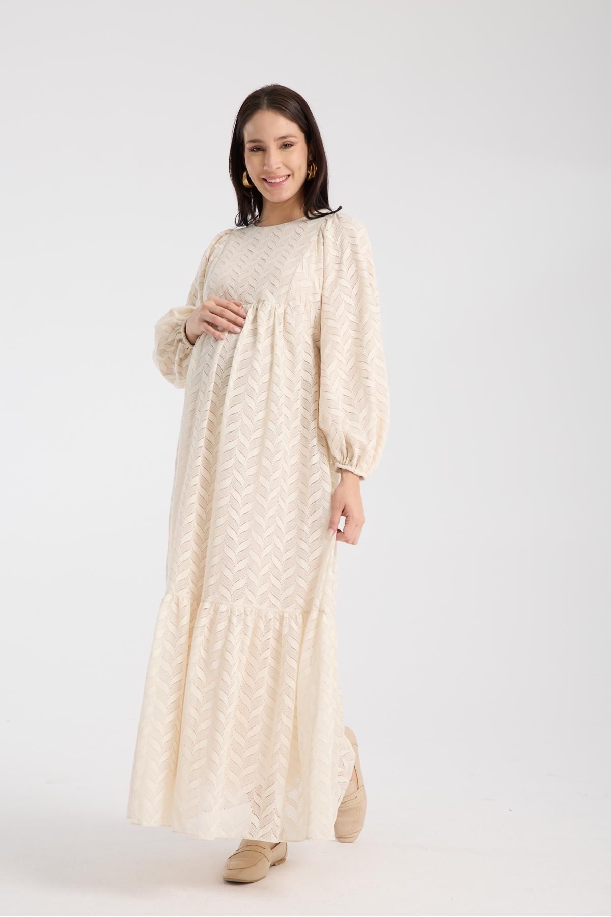 Işşıl IŞŞIL 34548-Hamile Giyim OverSize Dantel Hamile Elbise